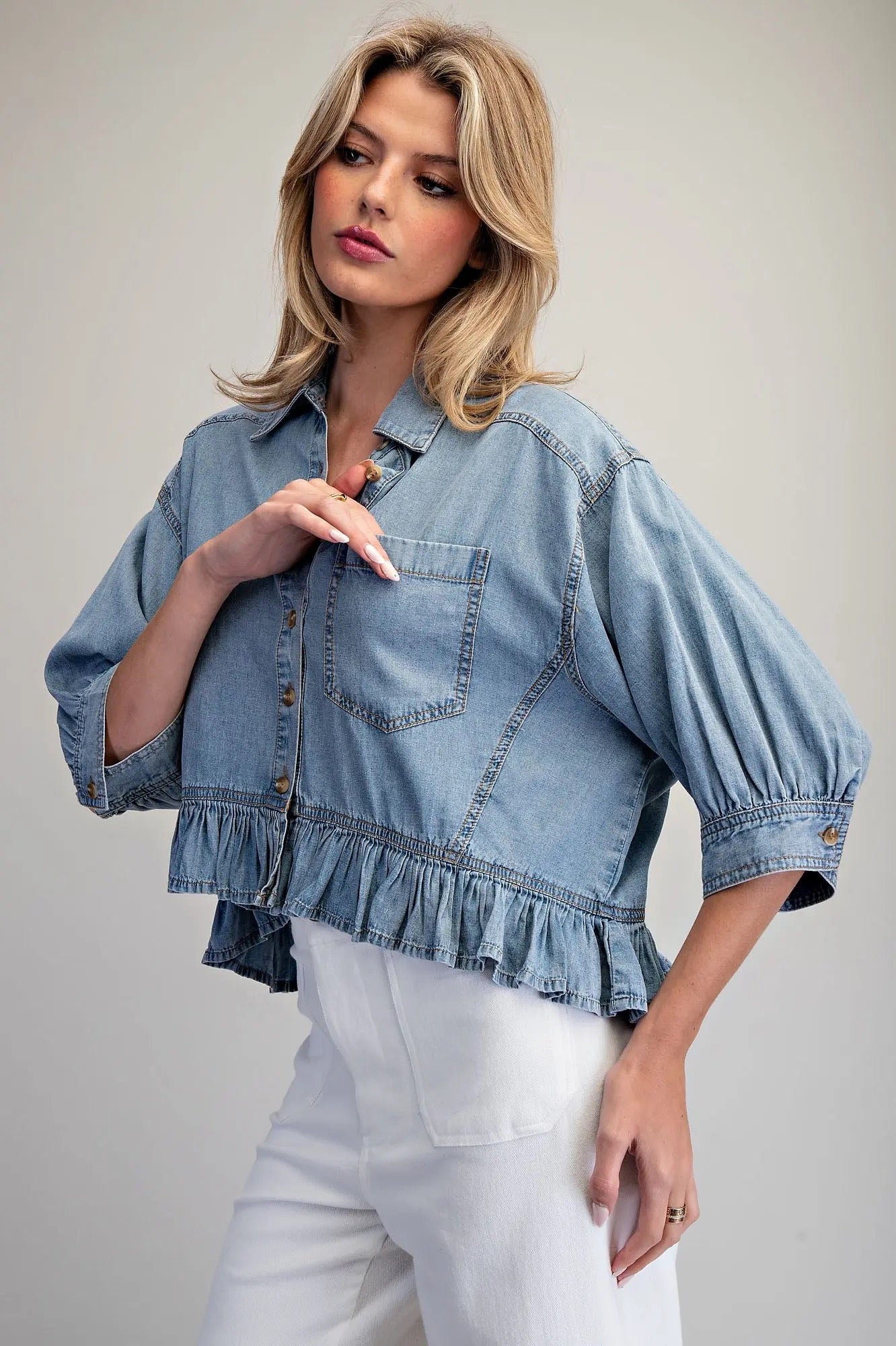 Macy Chambray Top