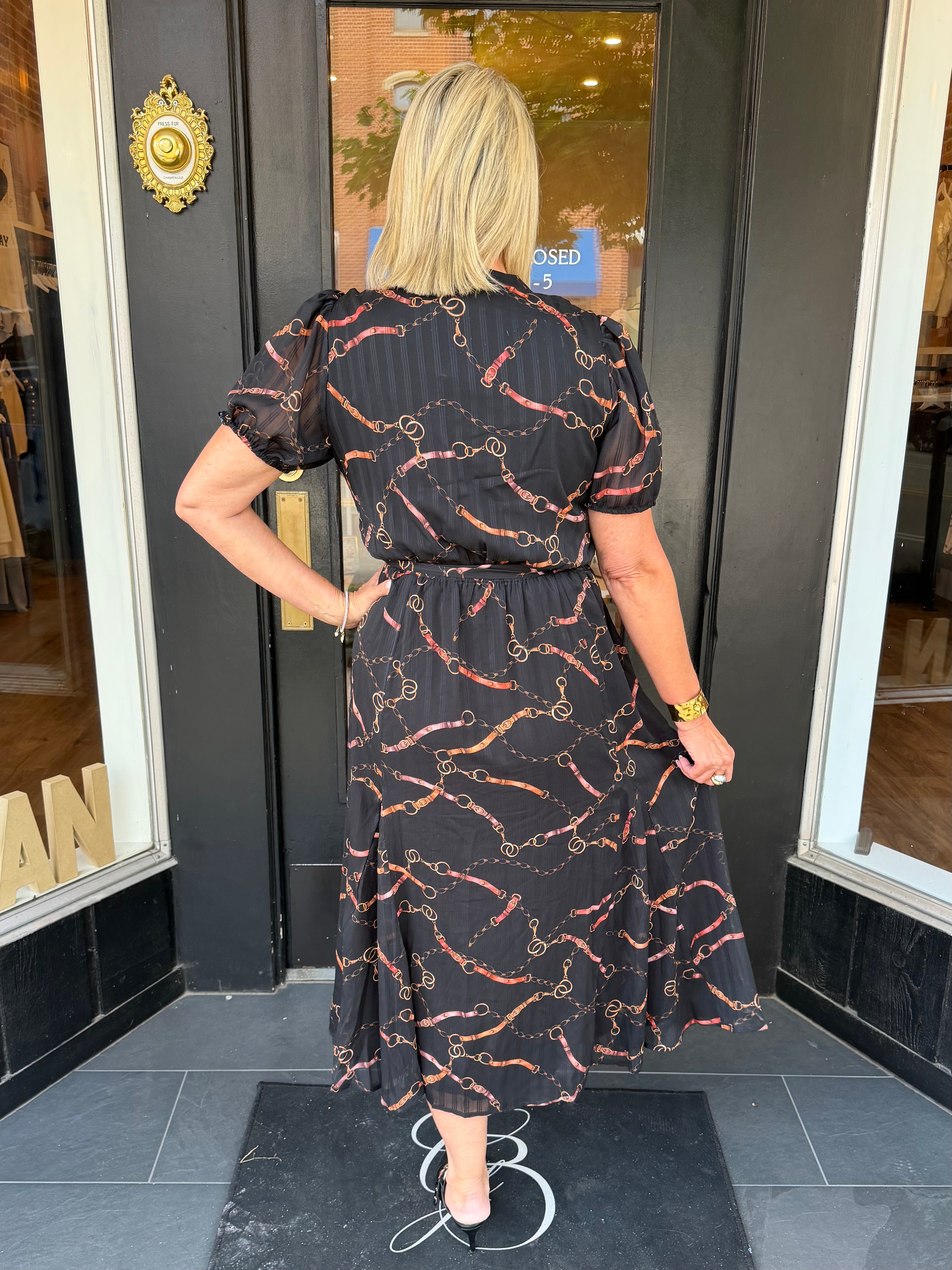 Rosa Button Front Pintuck Midi Dress