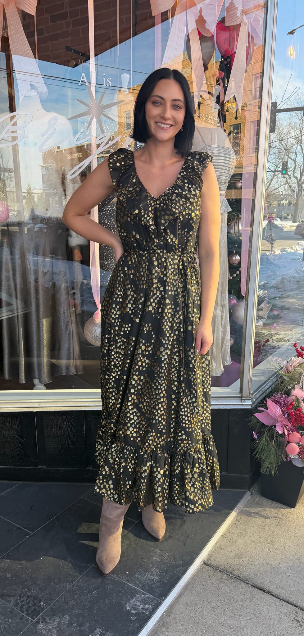 Lacey ruffle maxi dress