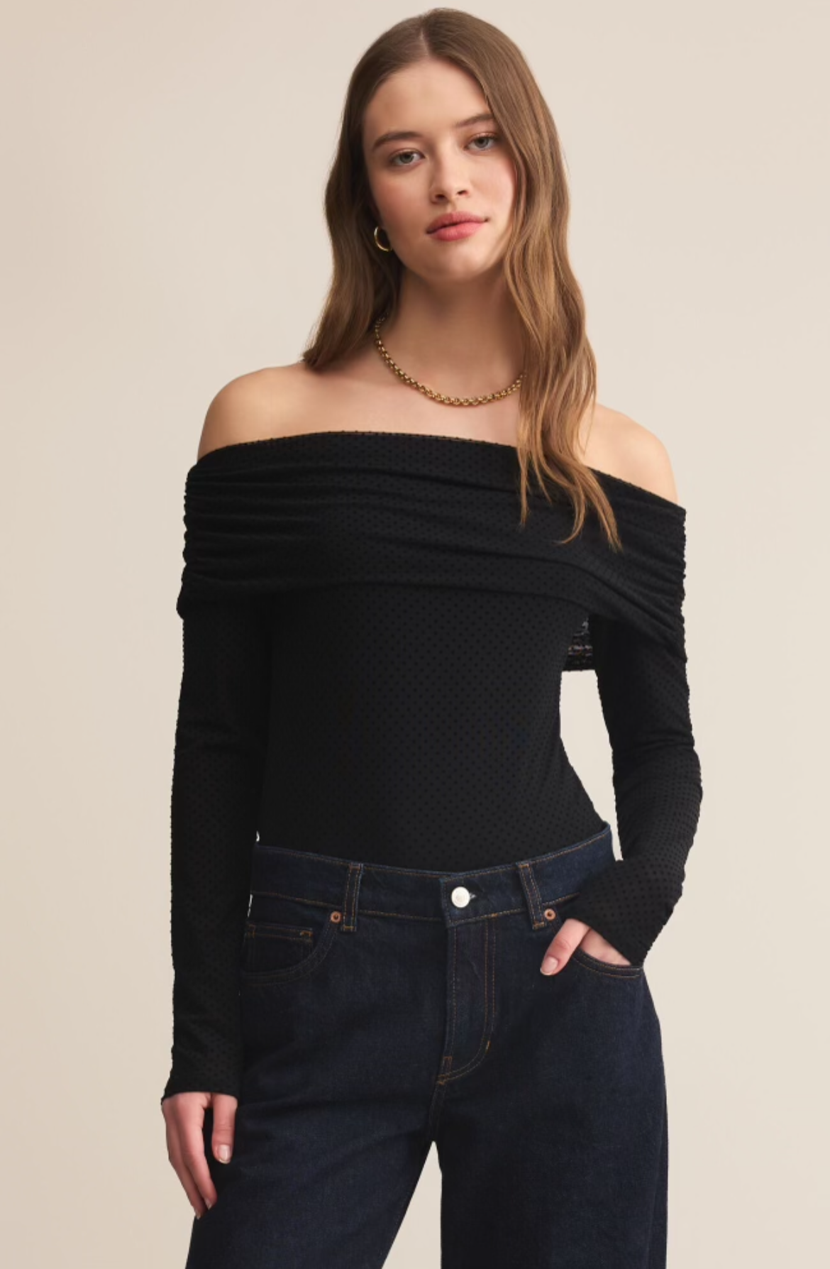Whimsy Off Shoulder Mesh Top Black