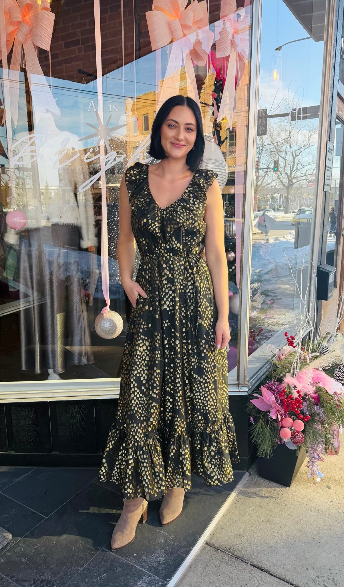 Lacey ruffle maxi dress