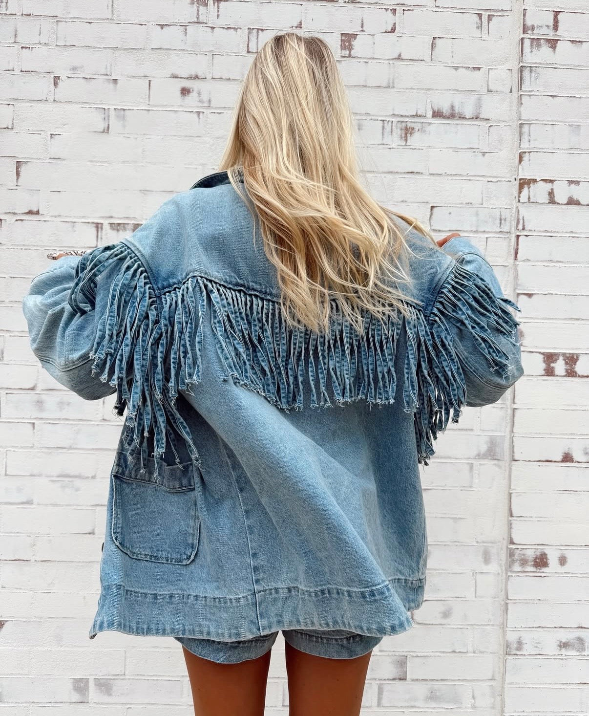 Ojai Fringe Jacket Jet Stream Blue