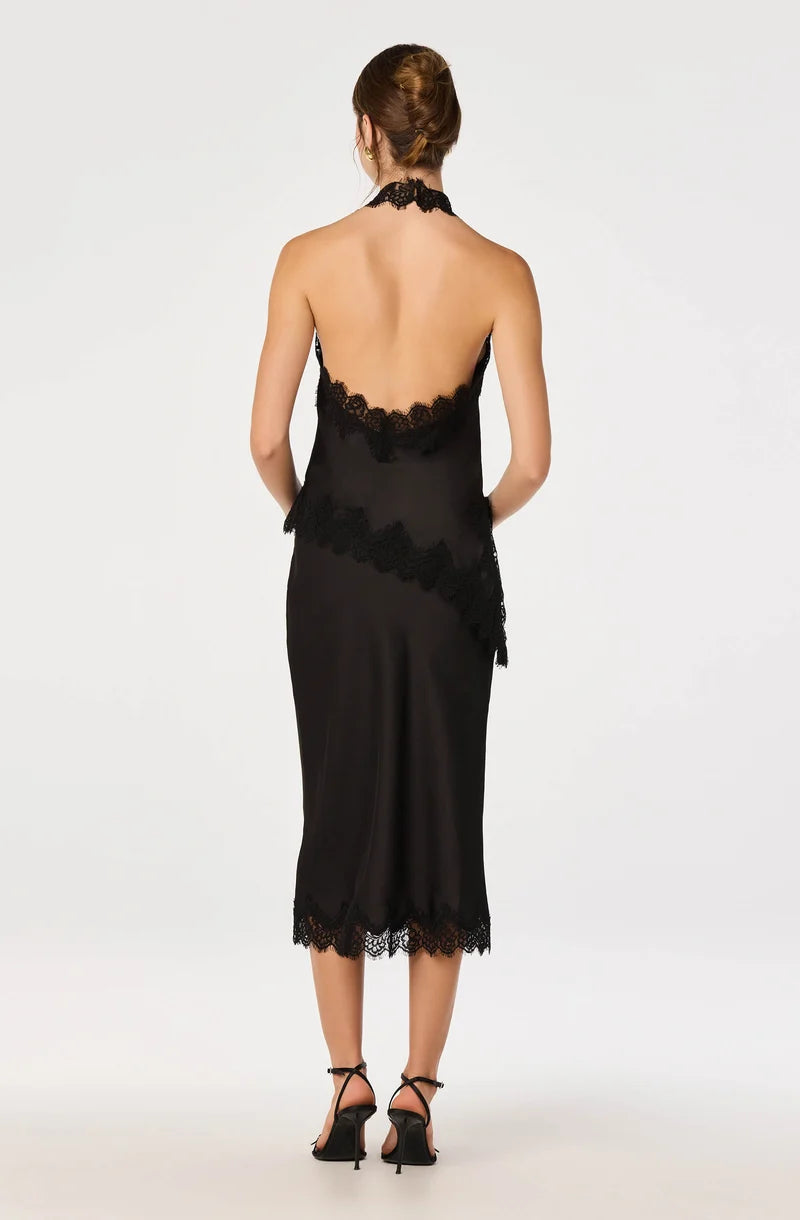 Amira Satin Lace Trim Halter Top