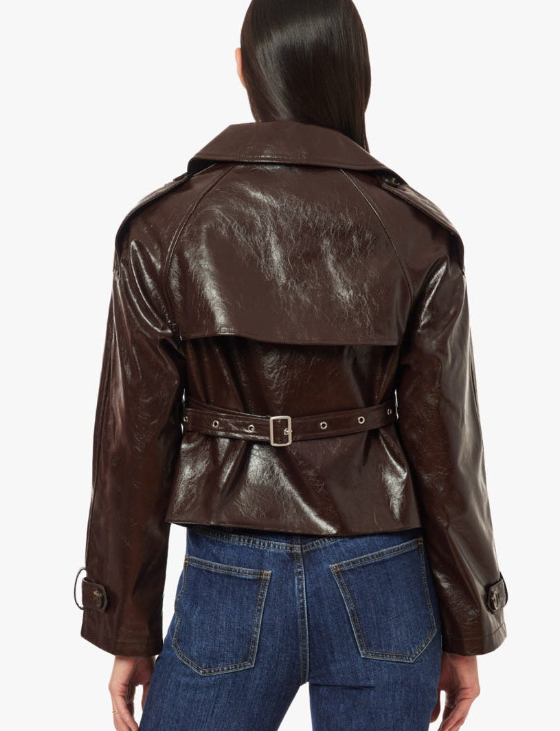Halsey Textured Vegan Leather Crop Trench