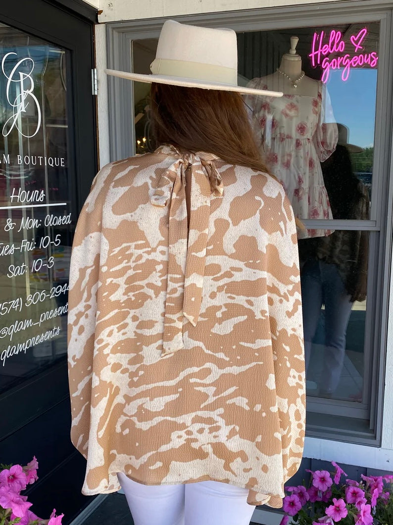 Printed Mock Neck Blouse