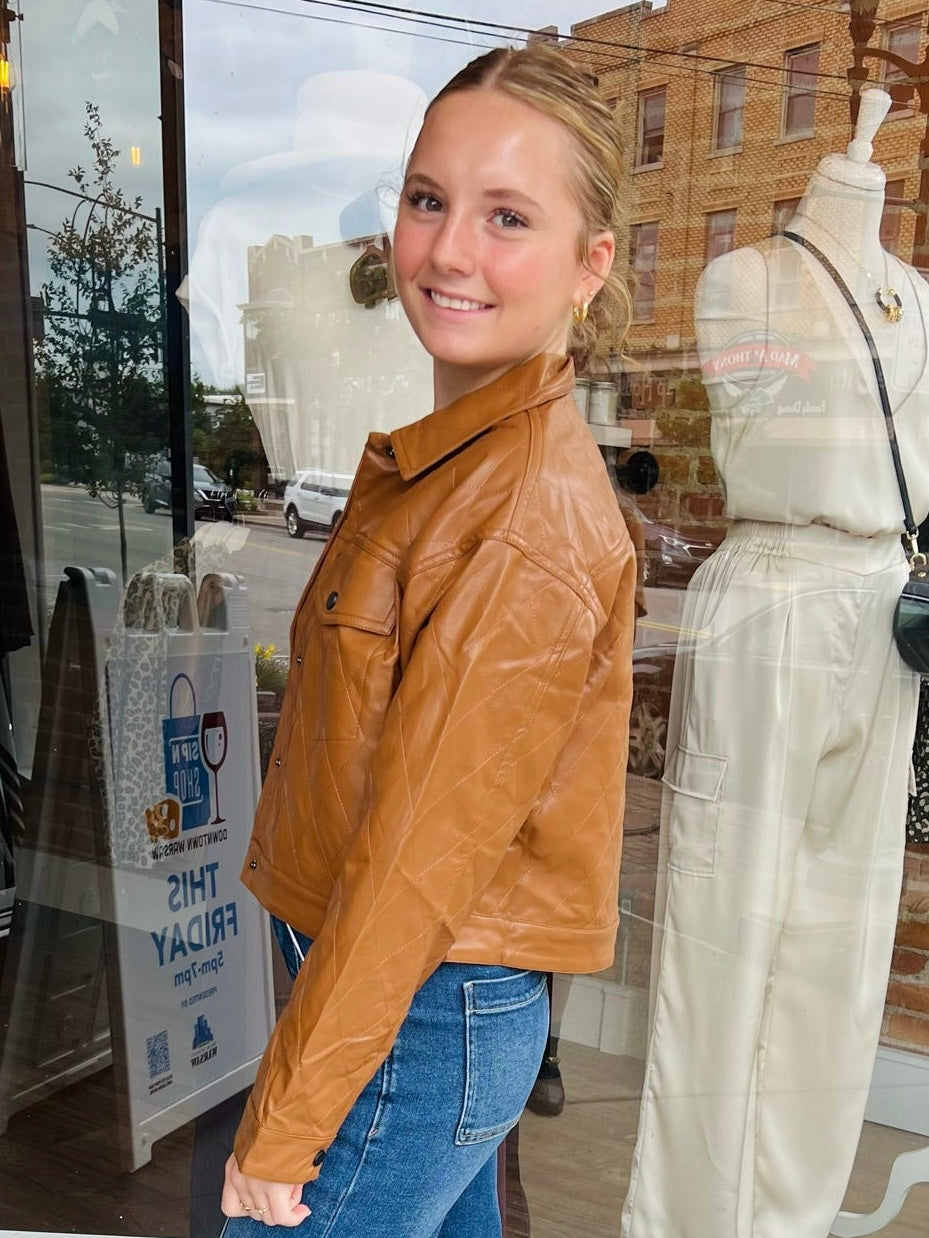 Annie Quilted Faux Leather Jacket