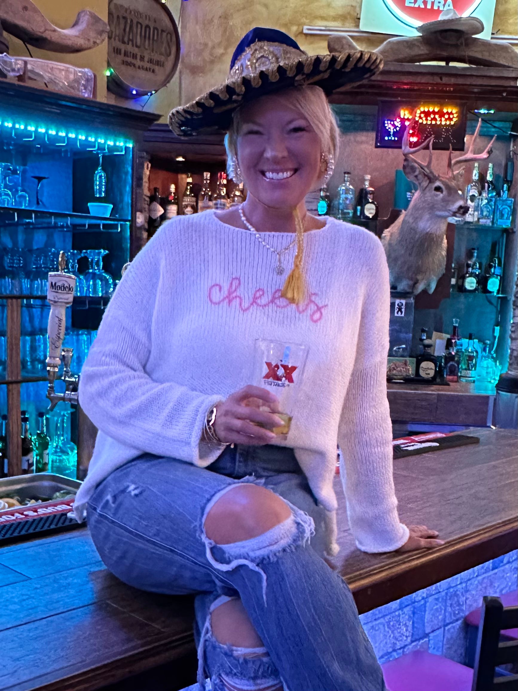 Cheers Embroidered Sweater