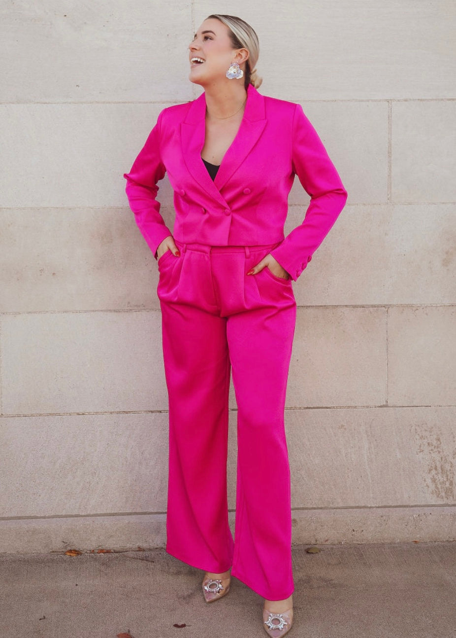 Pink Cropped Blazer