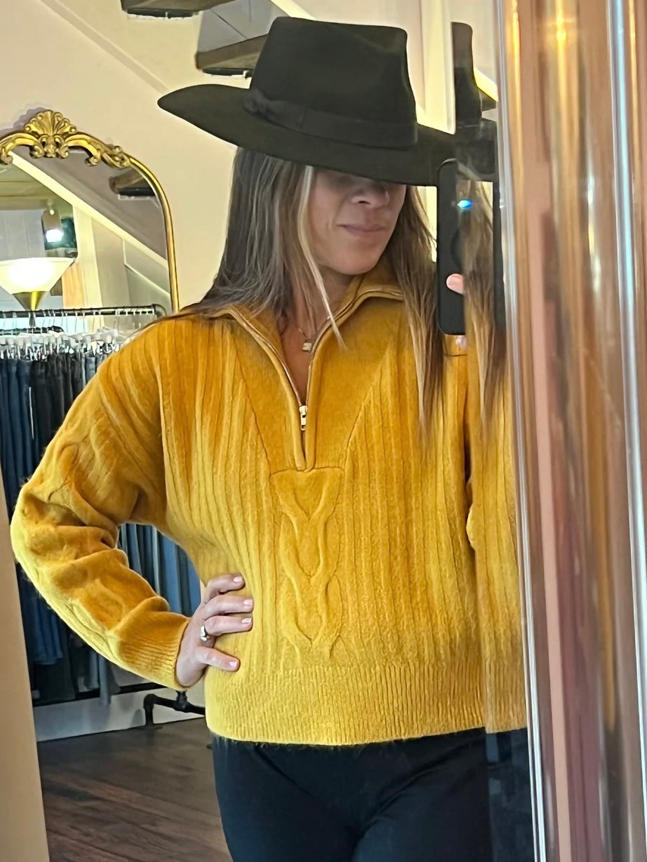 Half Zip Yellow Sweater