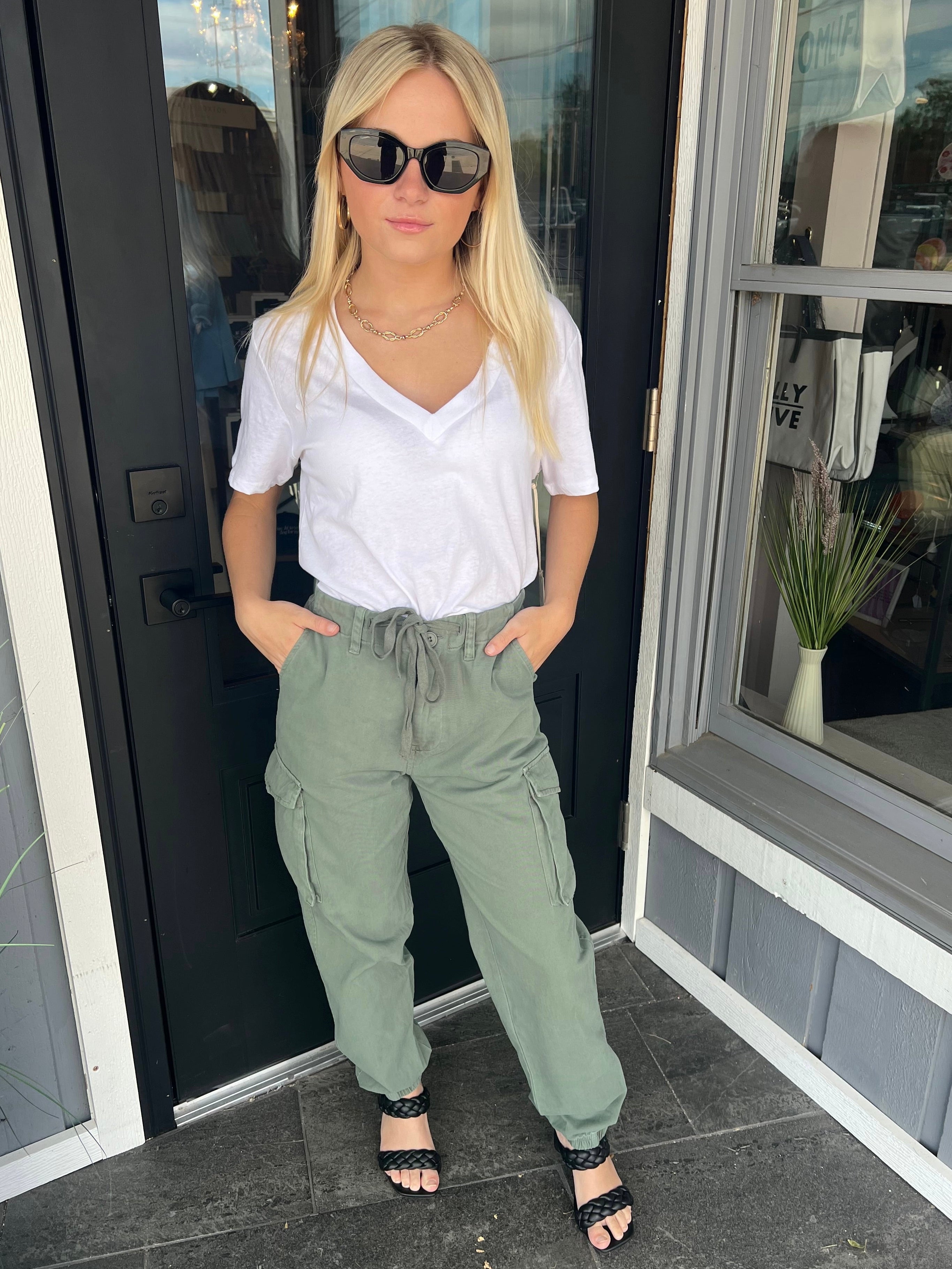 Army Green Twill Cargo Pant