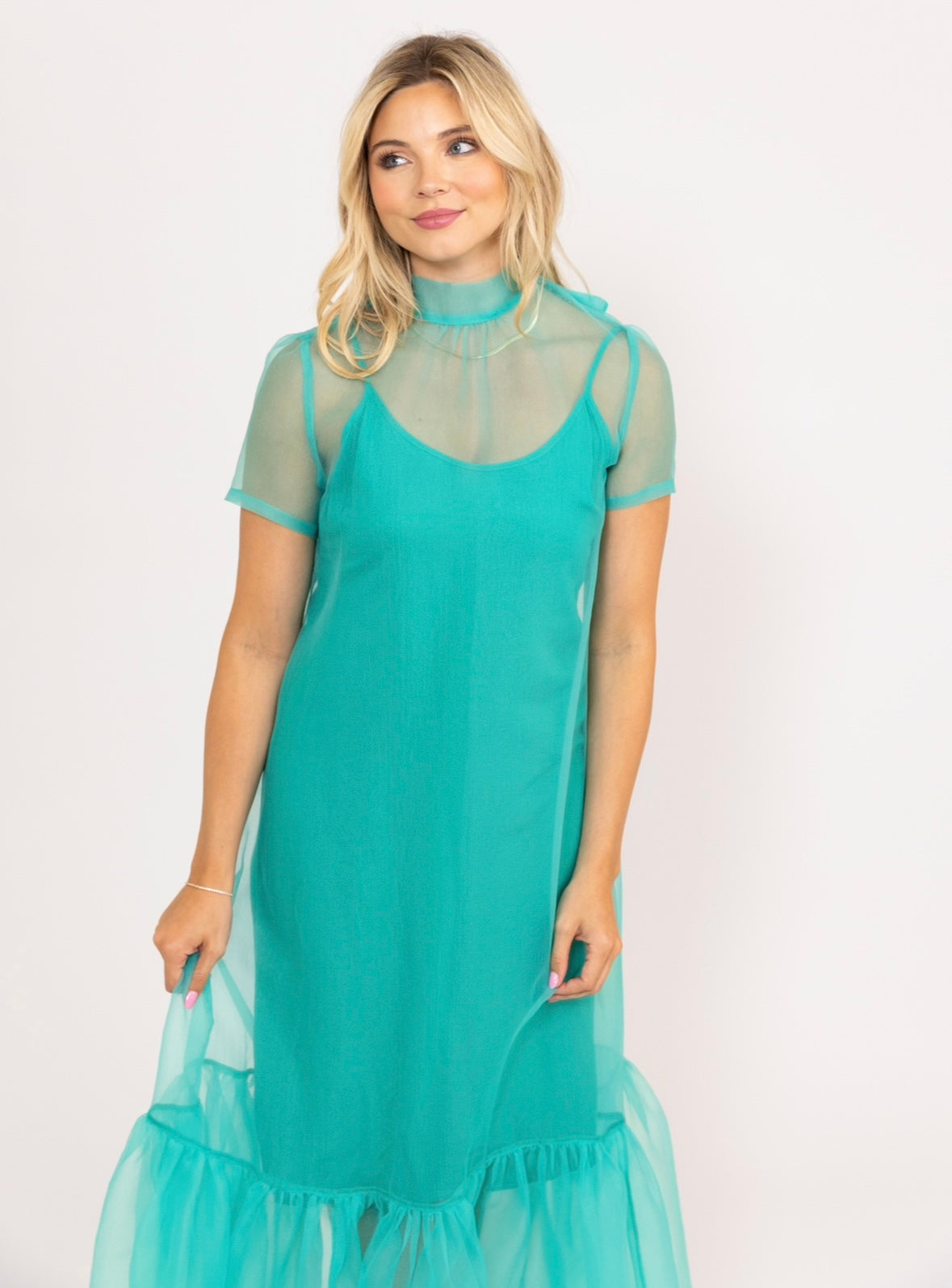 Olivia Organza Mock Bow Maxi Dress