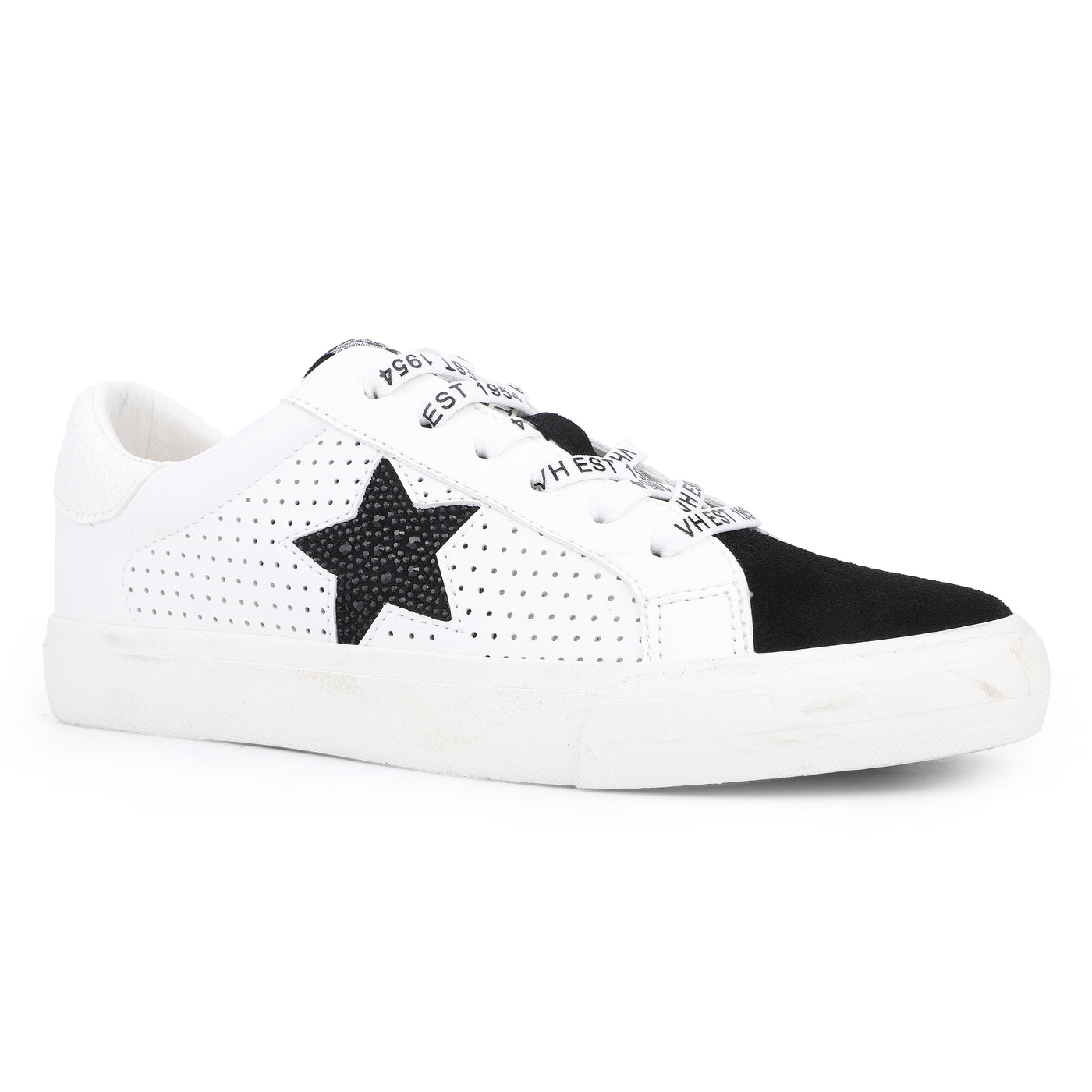 White with Black Glitter Sneaker