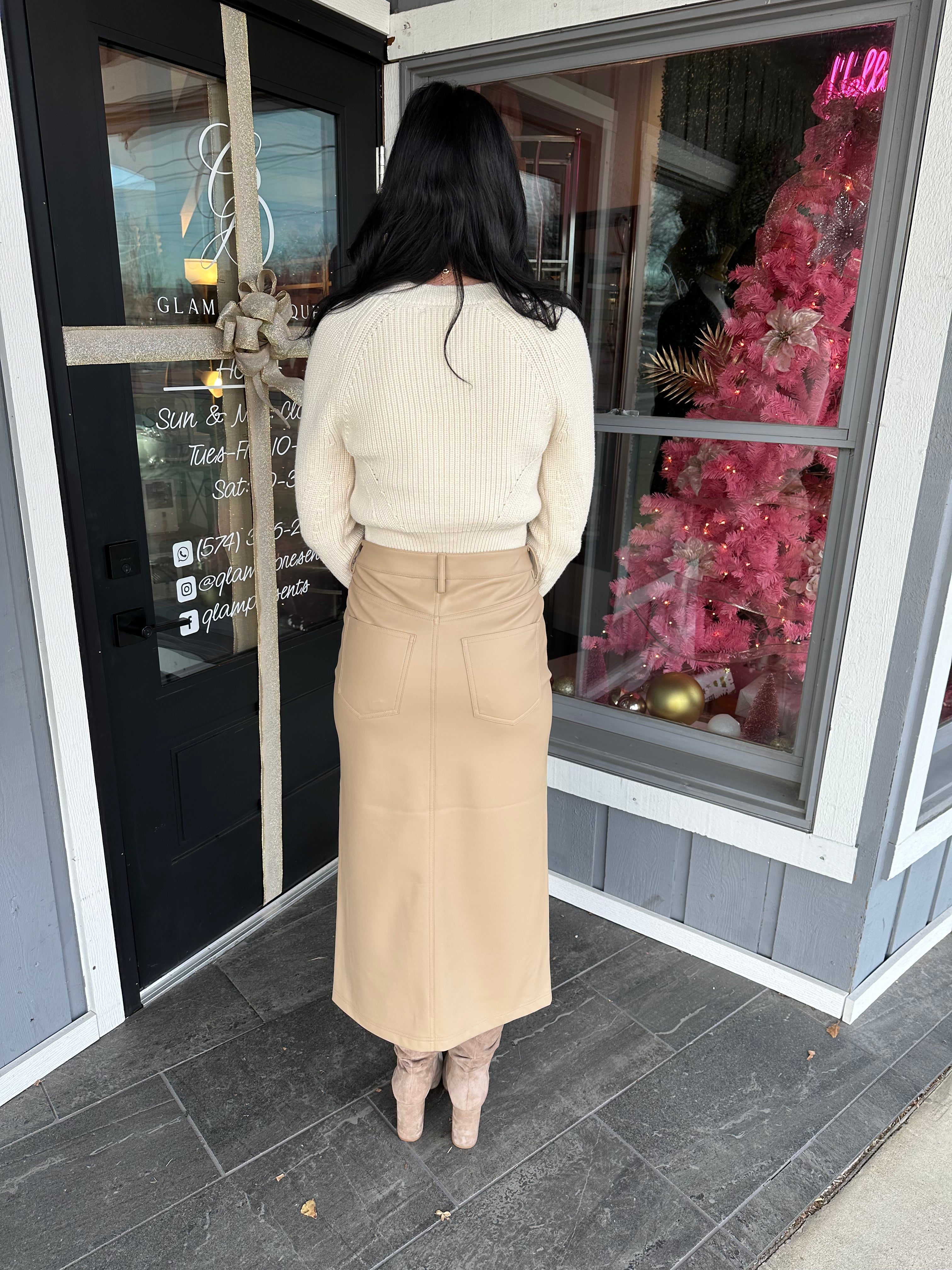 Faux Leather Tan Skirt