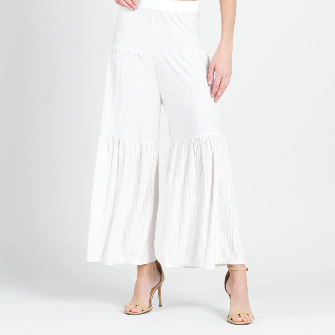 Ivory Pleated Tiered Skirt-Pant