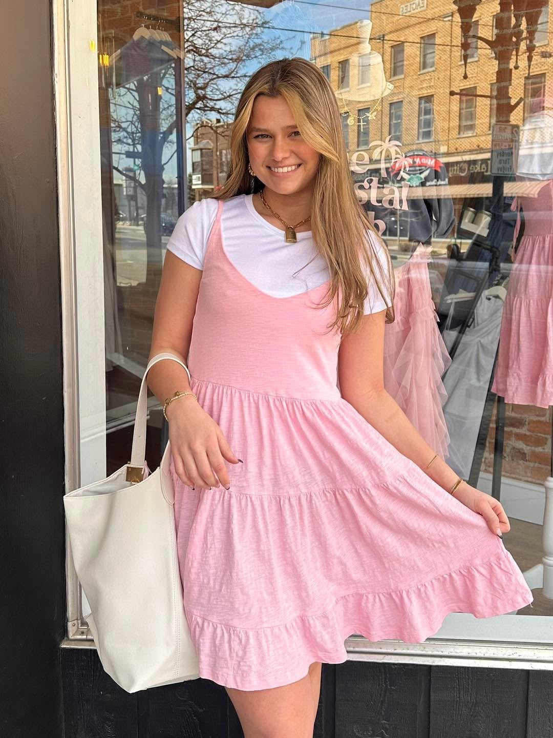 Rose Tiered Tank Dress