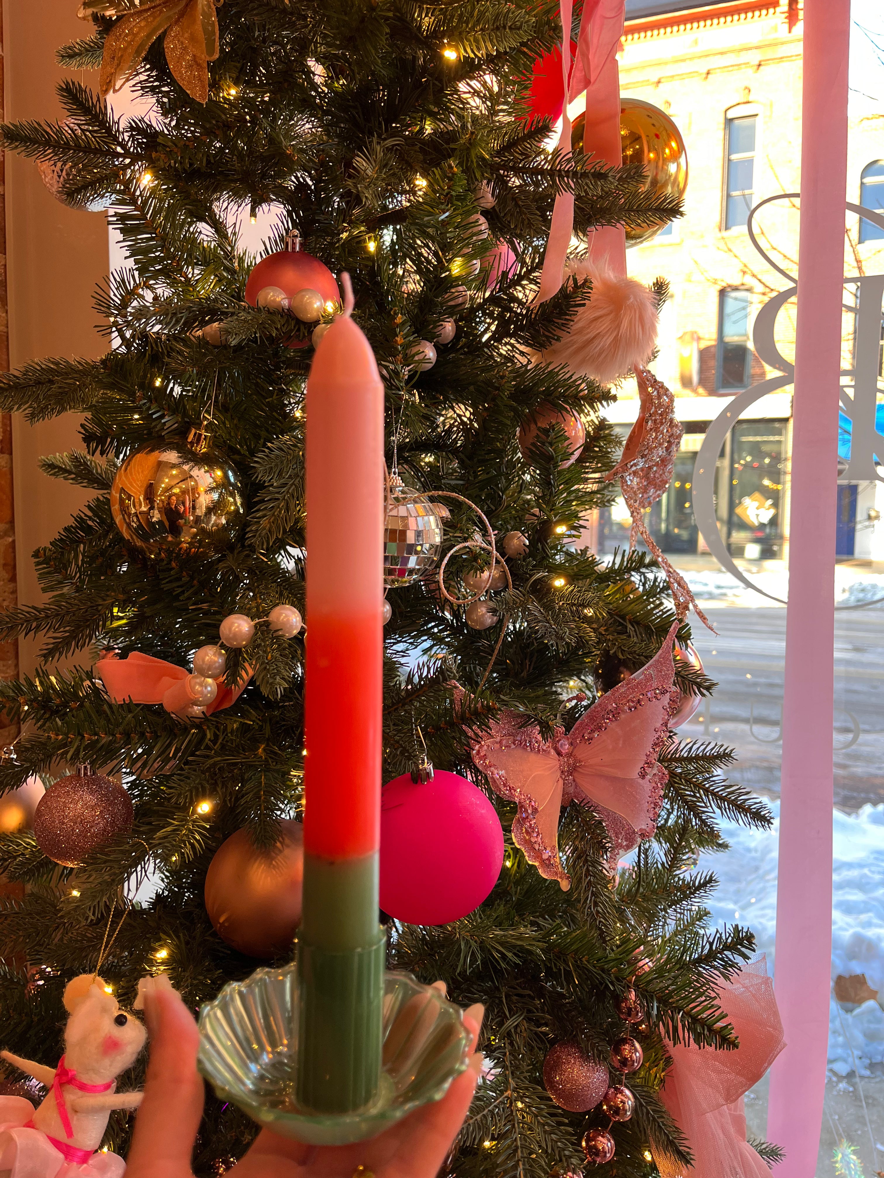 Glass Candle Holder - Green