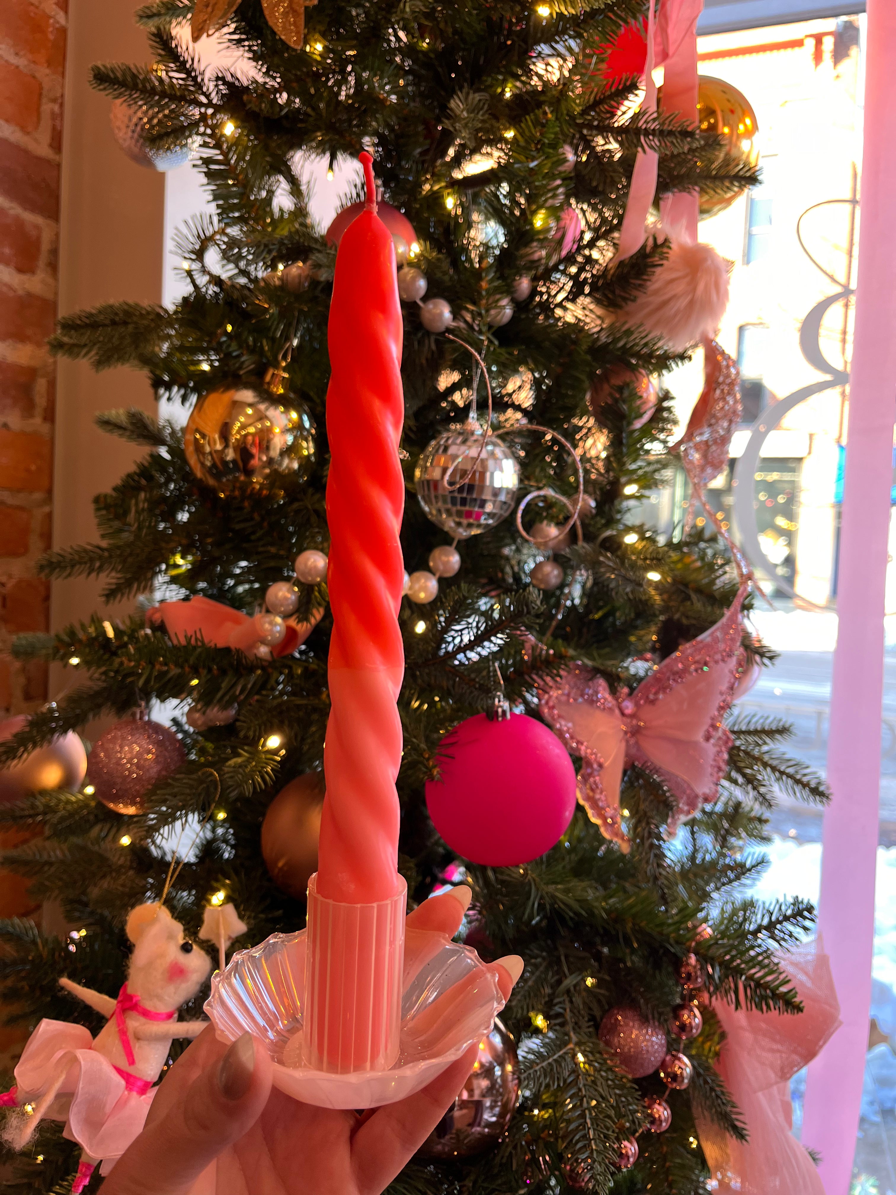 Glass Candle Holder - Pink