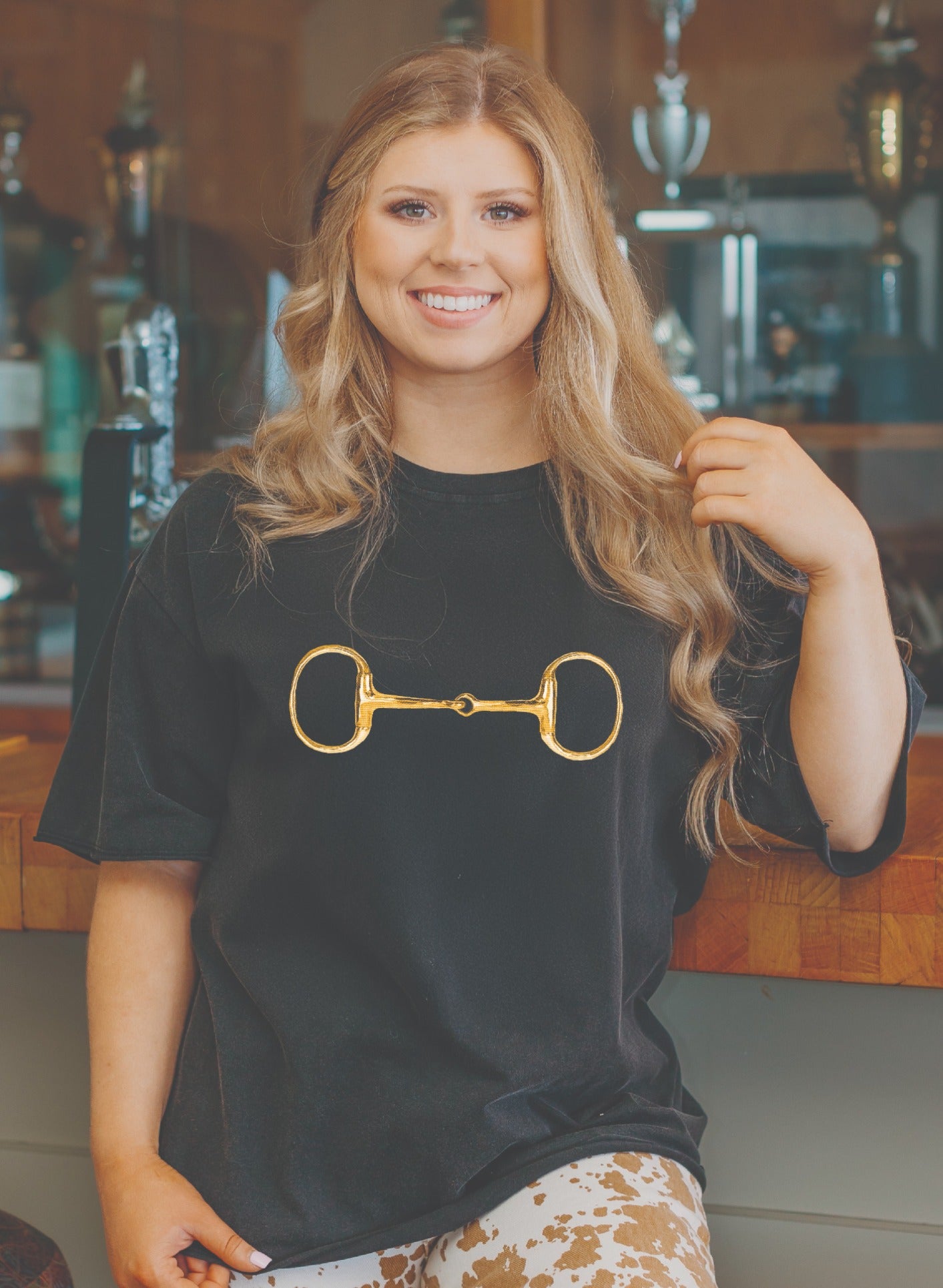 Gold Horse Bit Boxy Tee
