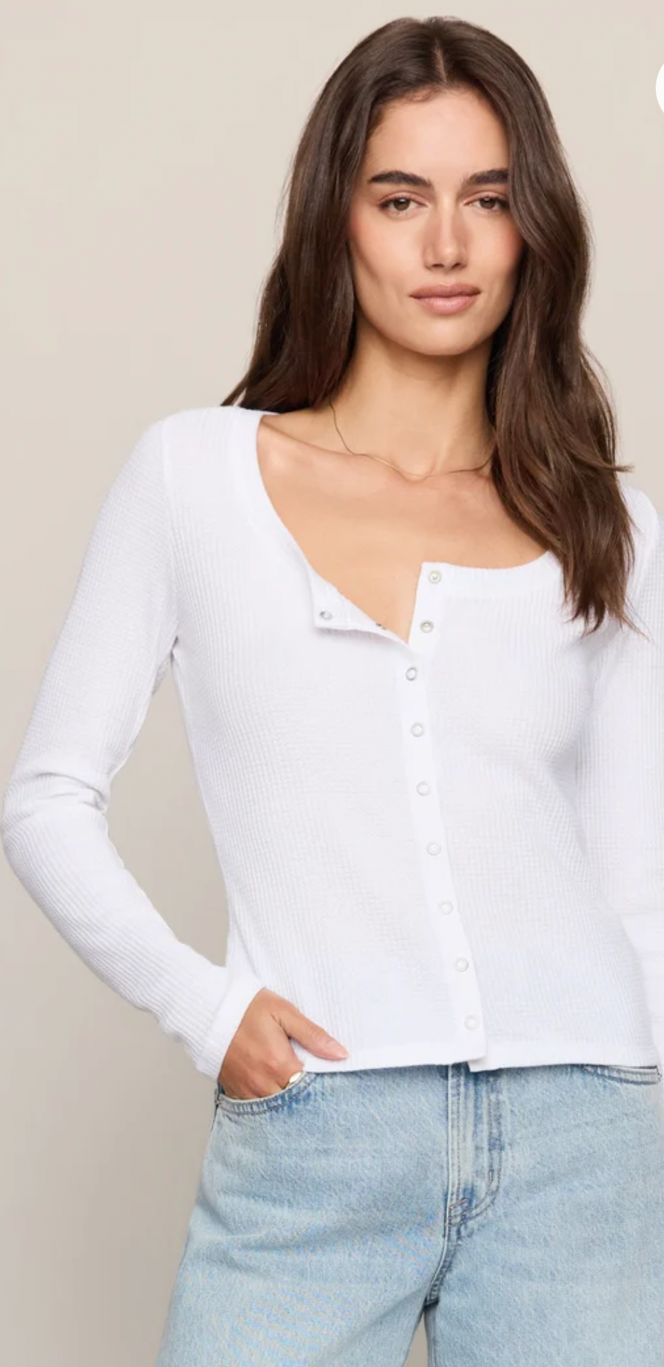 Albany Waffle Button Up Top