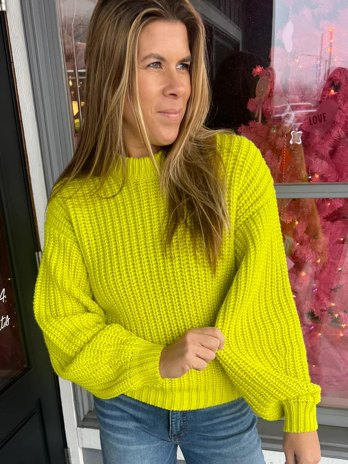 Lime Knit Bailey Sweater - Final Sale