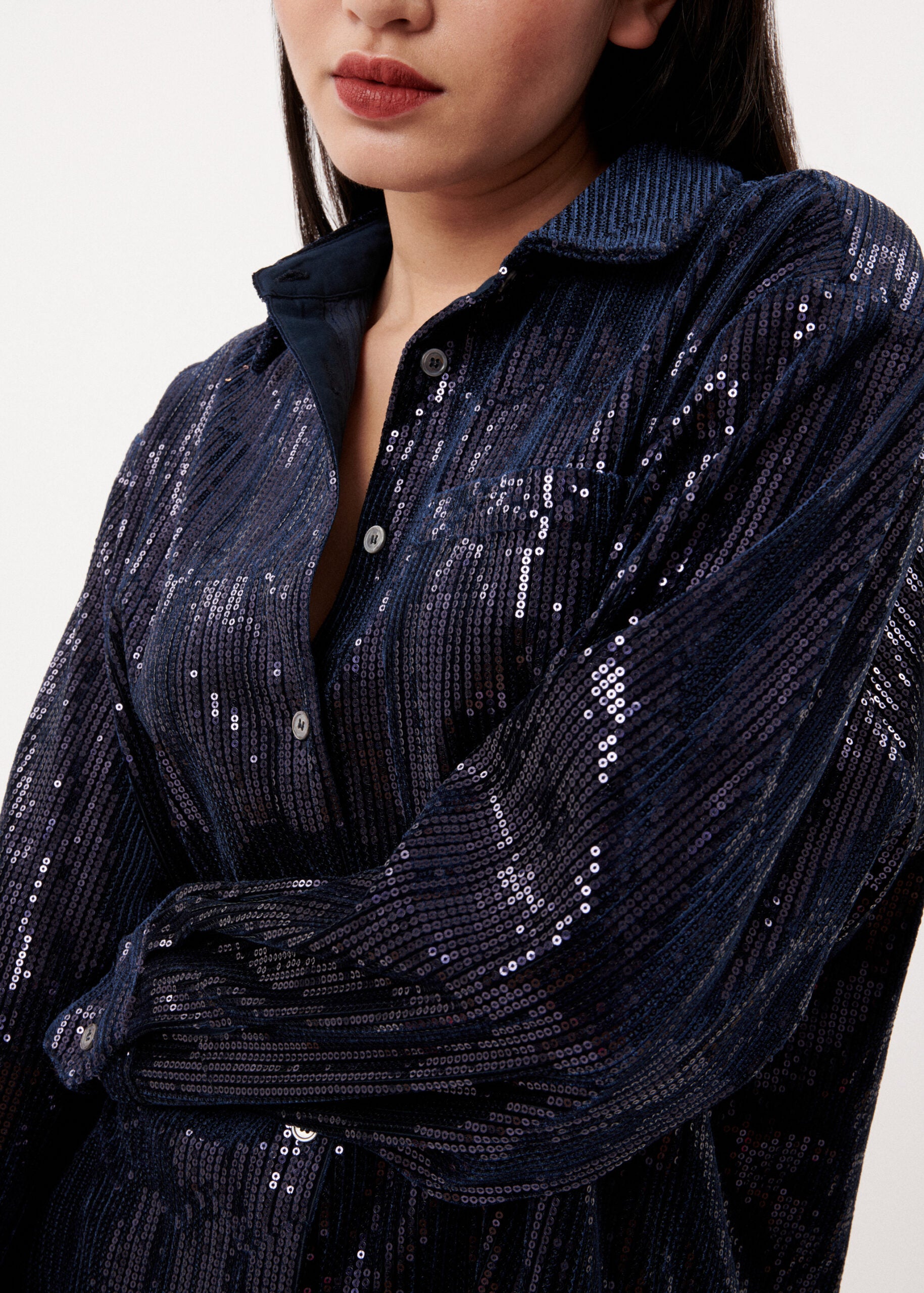 Navy Sequin Shacket