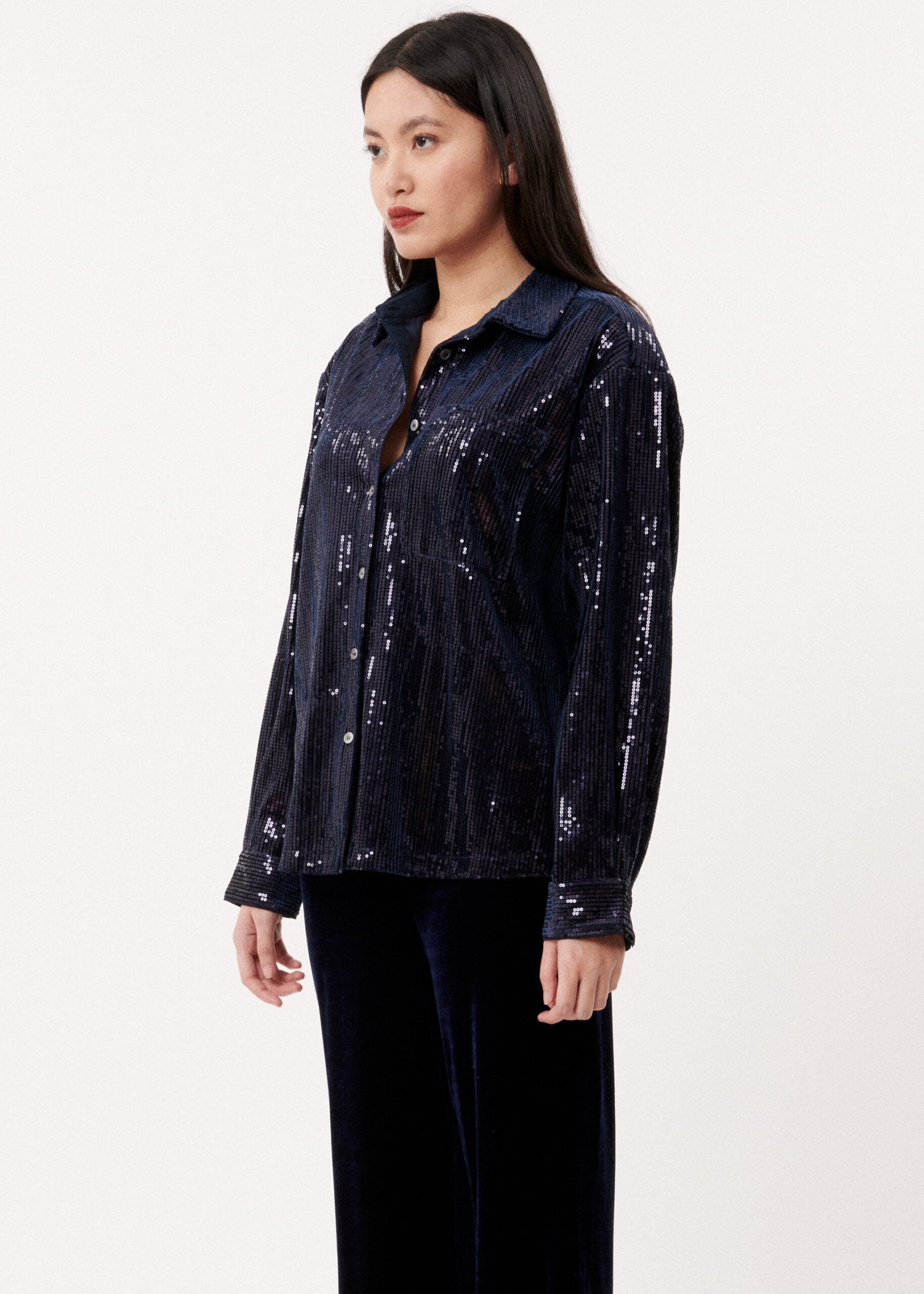 Navy Sequin Shacket - Final Sale