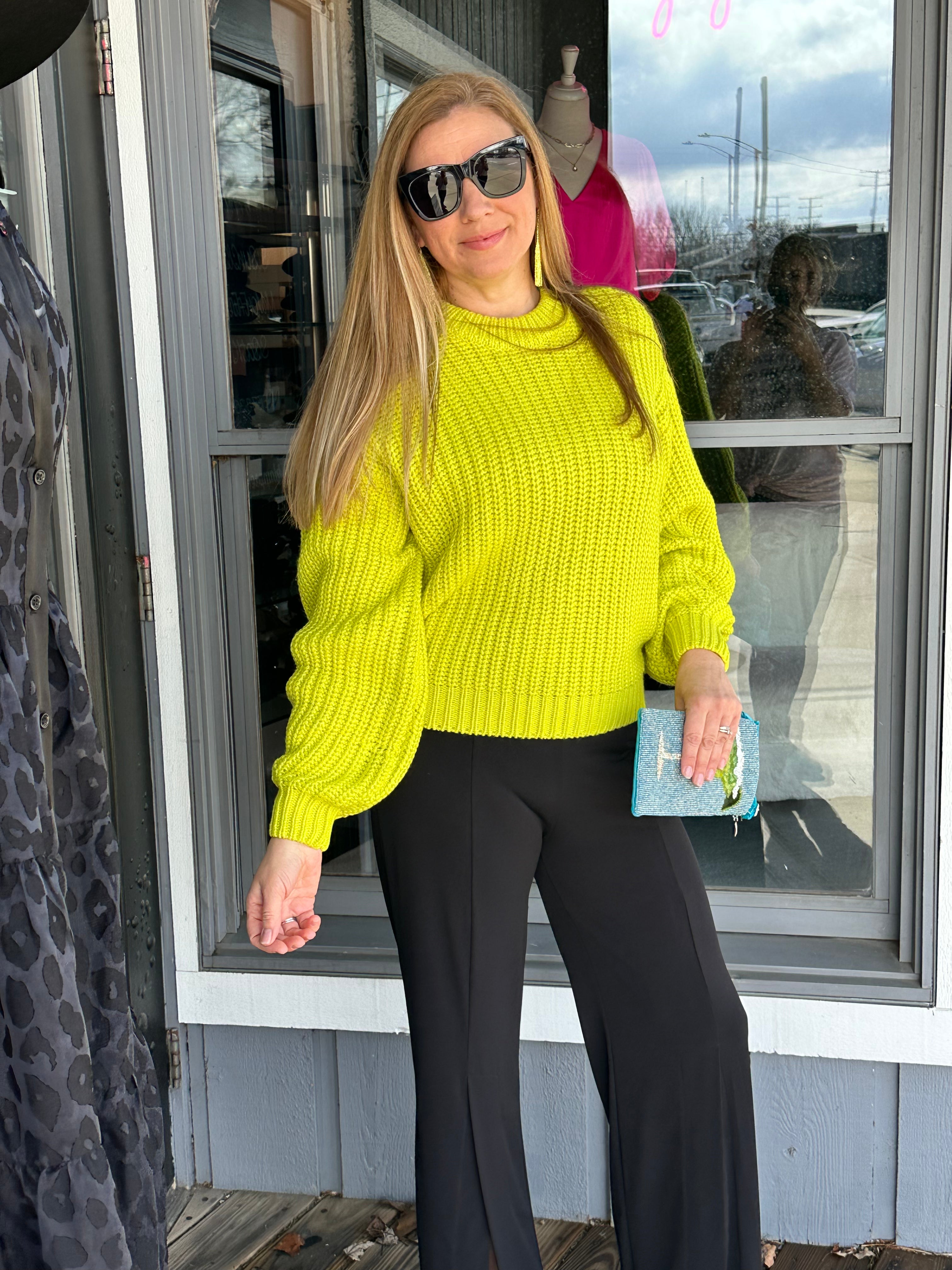 Lime Knit Bailey Sweater - Final Sale