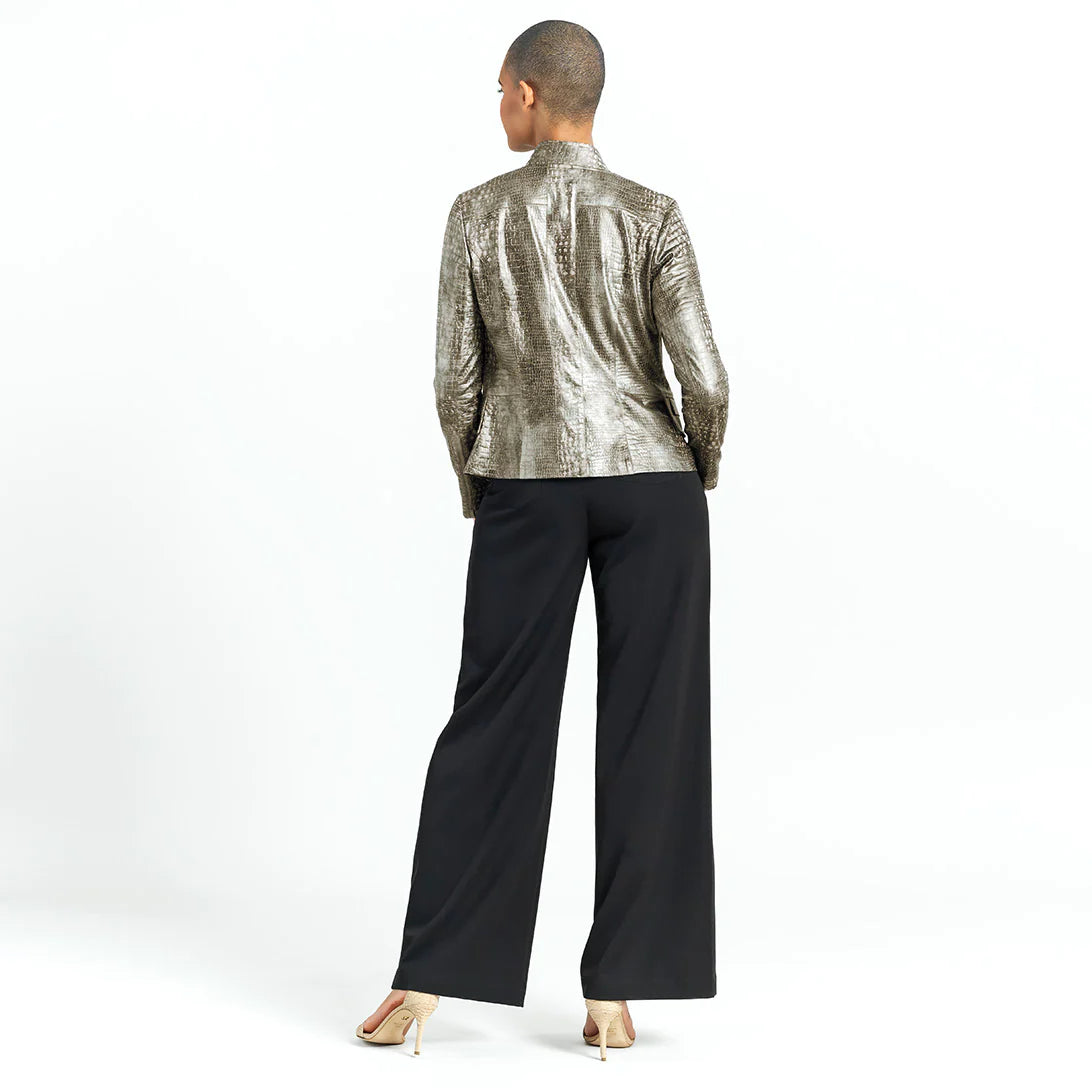 Liquid Leather Textured Biker Jacket-Crocodile