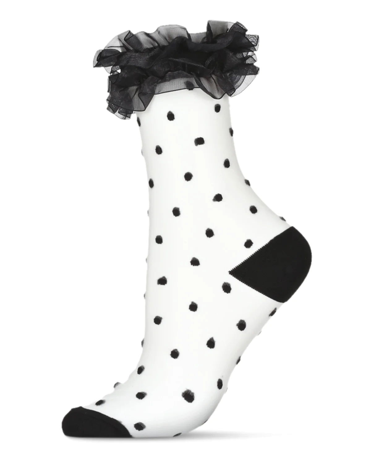 Polka Dot Lace Cuff Sheer Socks