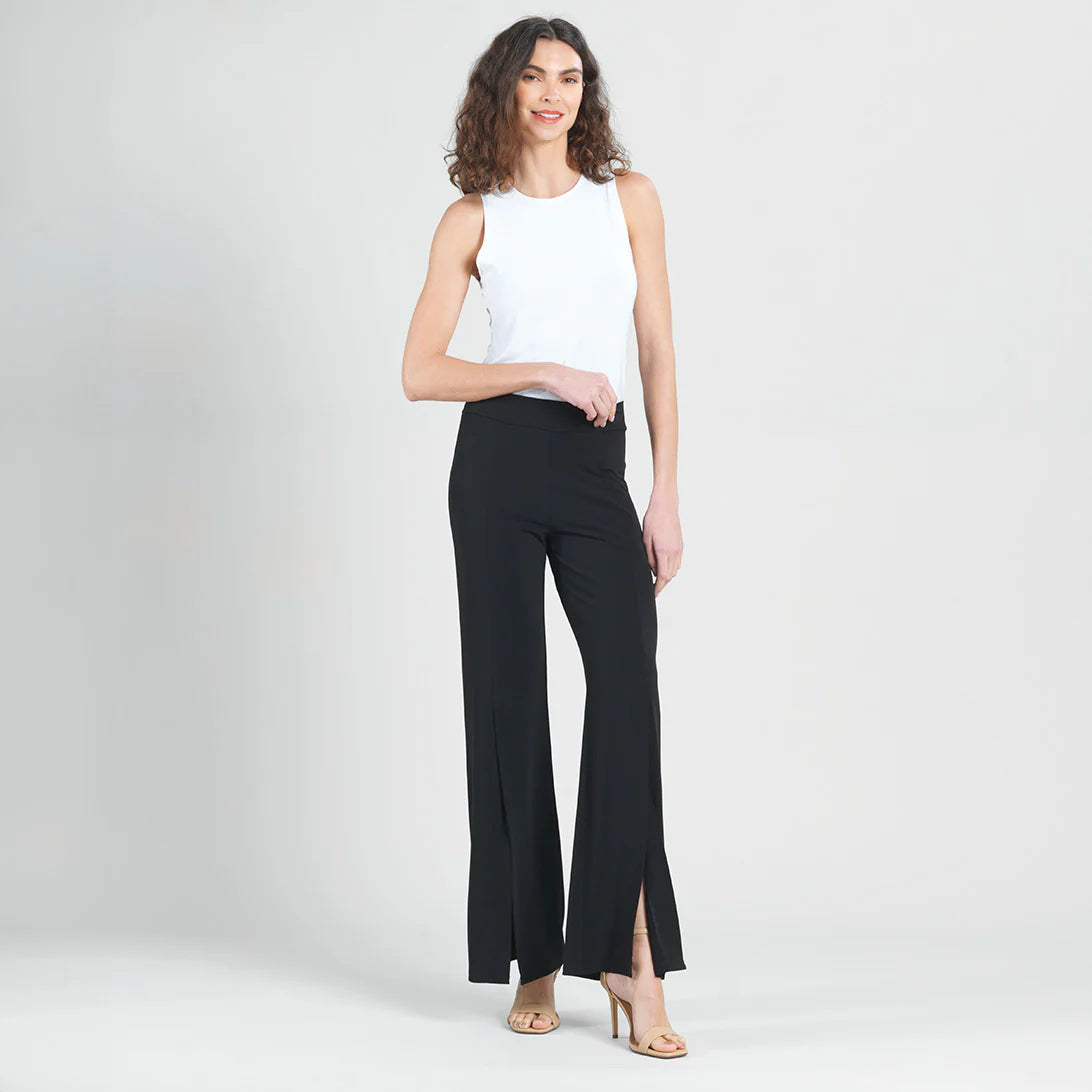 Black Open Front Slit Pant