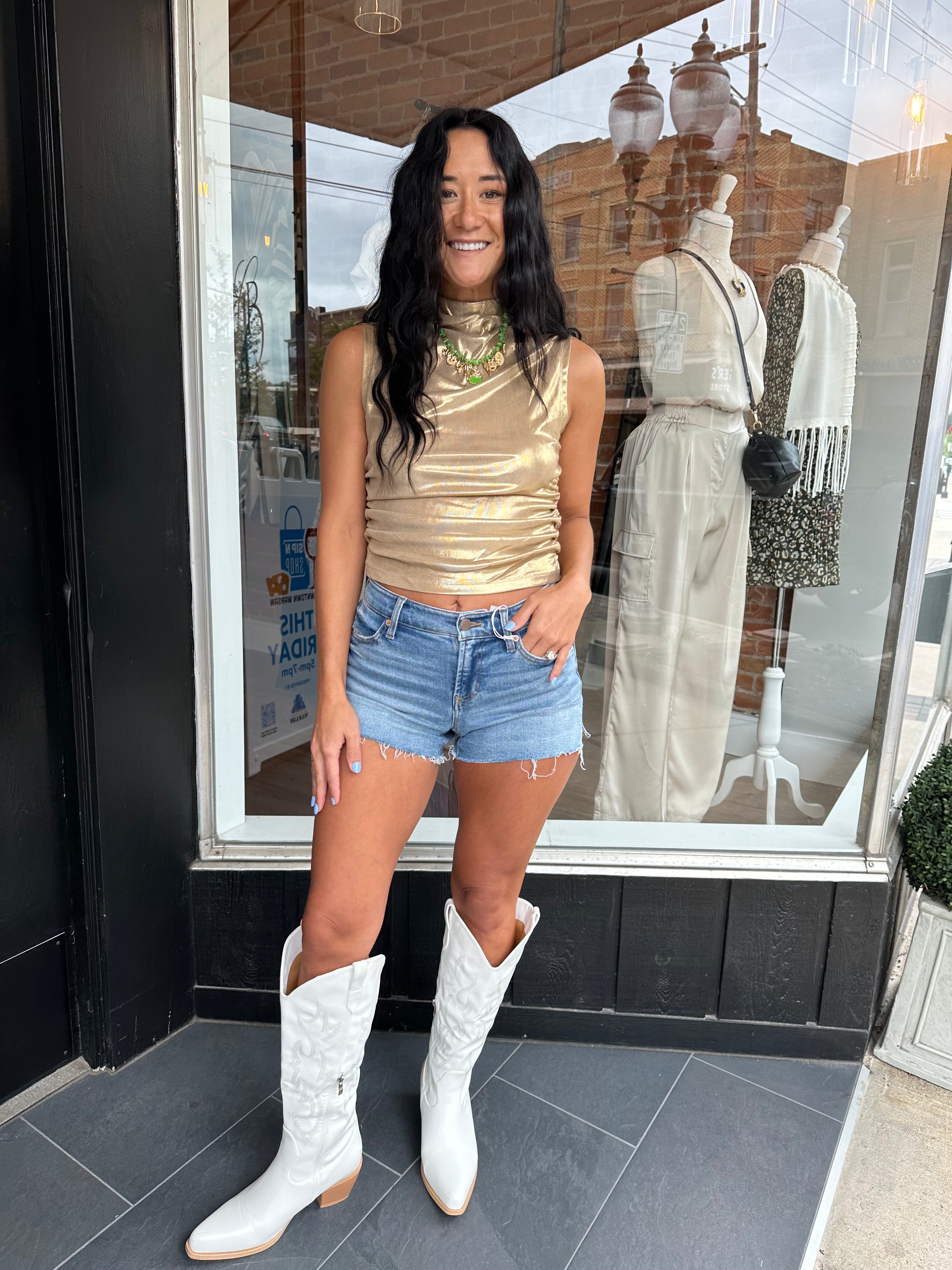 Parker Ruched Metallic Top