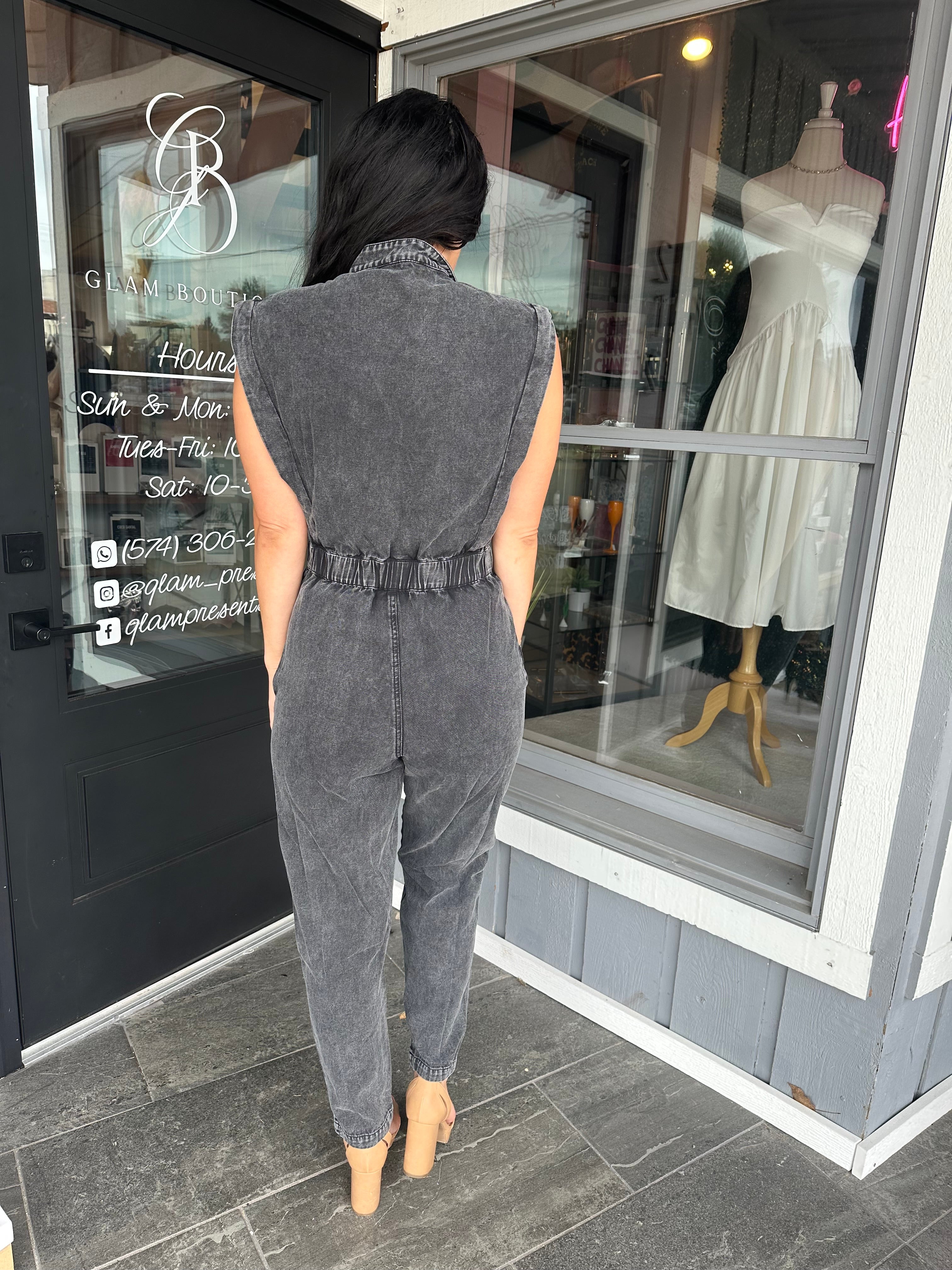 Black Denim Elan Jumpsuit