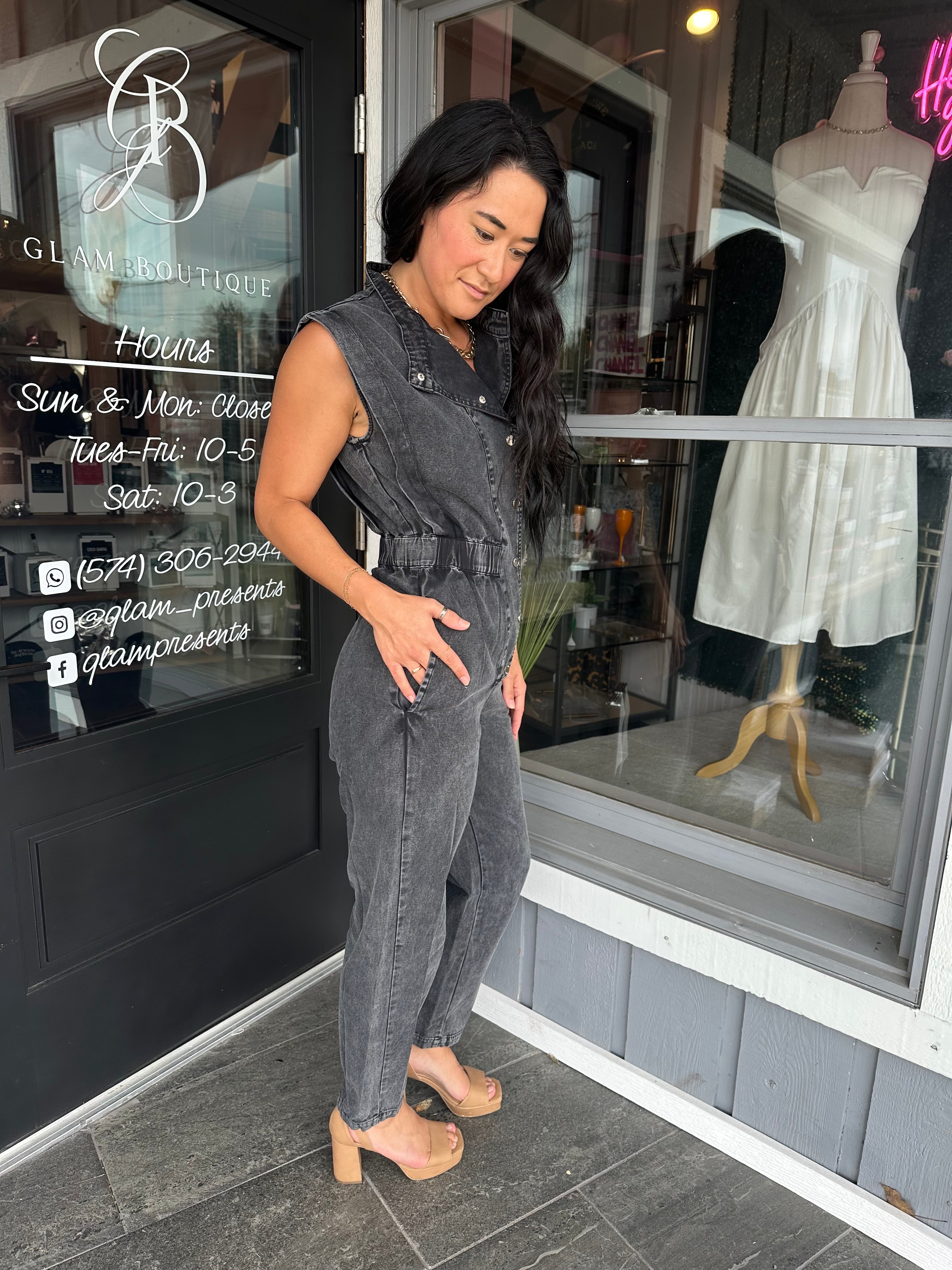 Black Denim Elan Jumpsuit