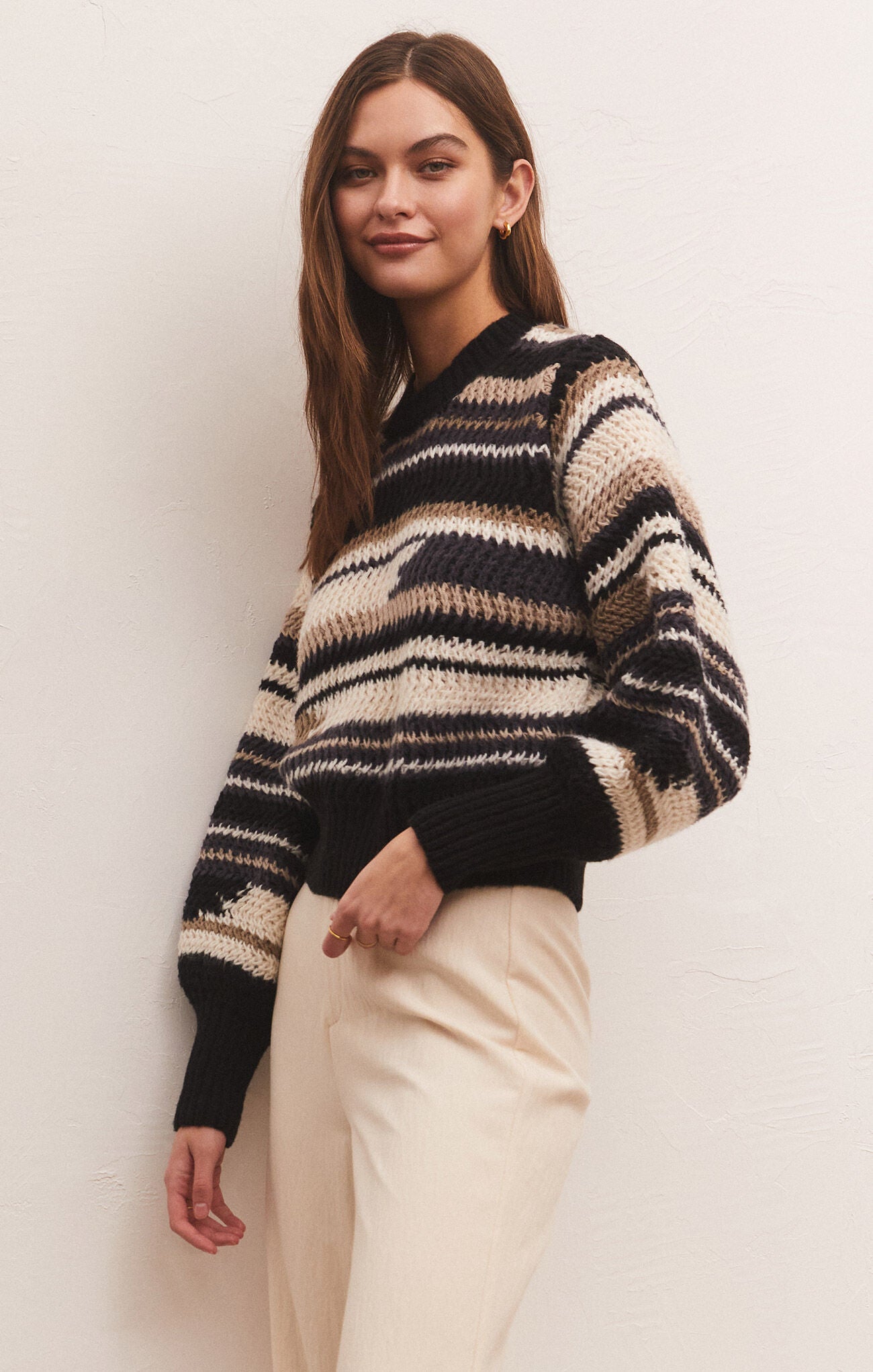 The Asheville Stripe Sweater-Black