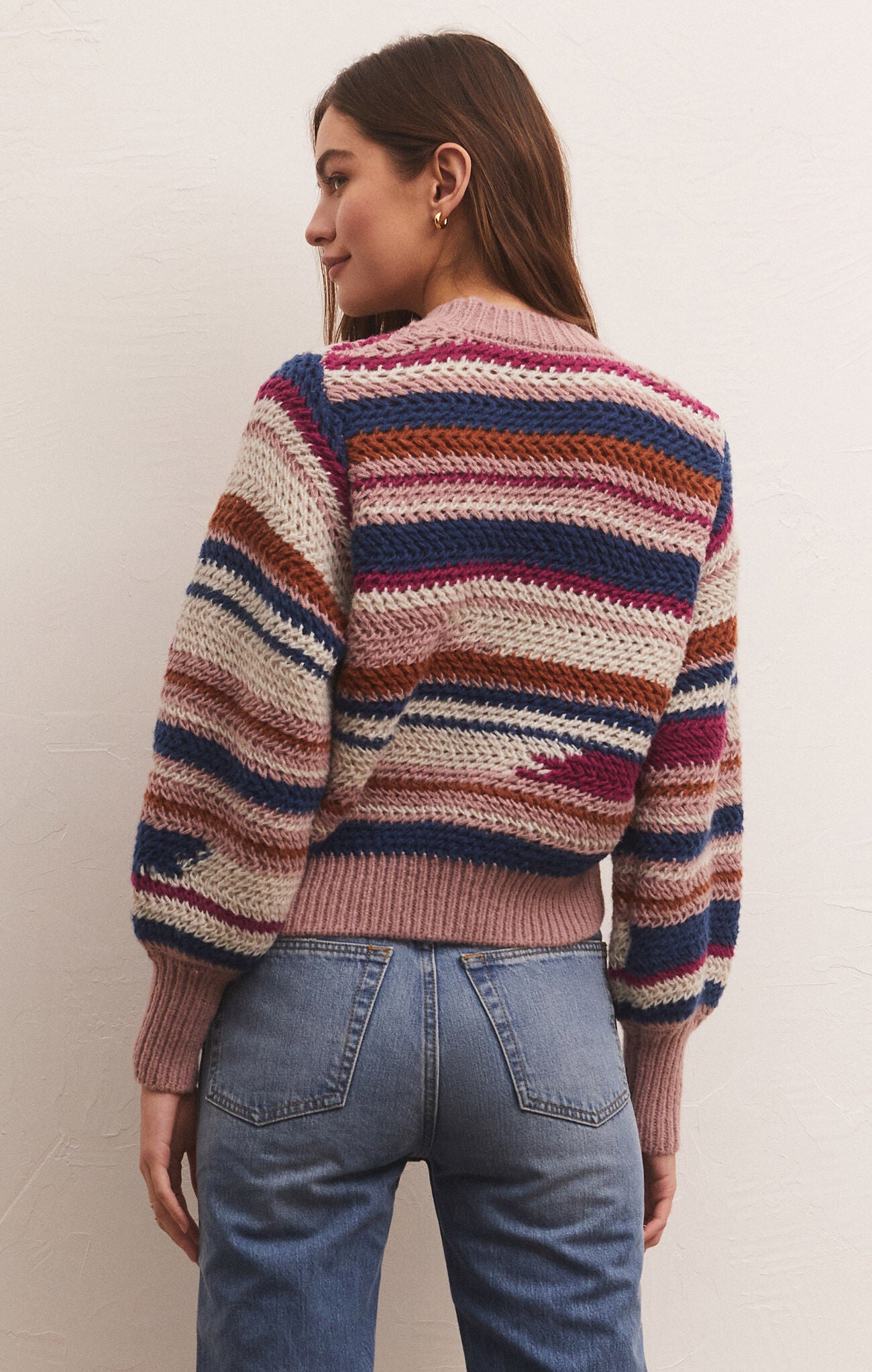 The Asheville Stripe Sweater-Magenta