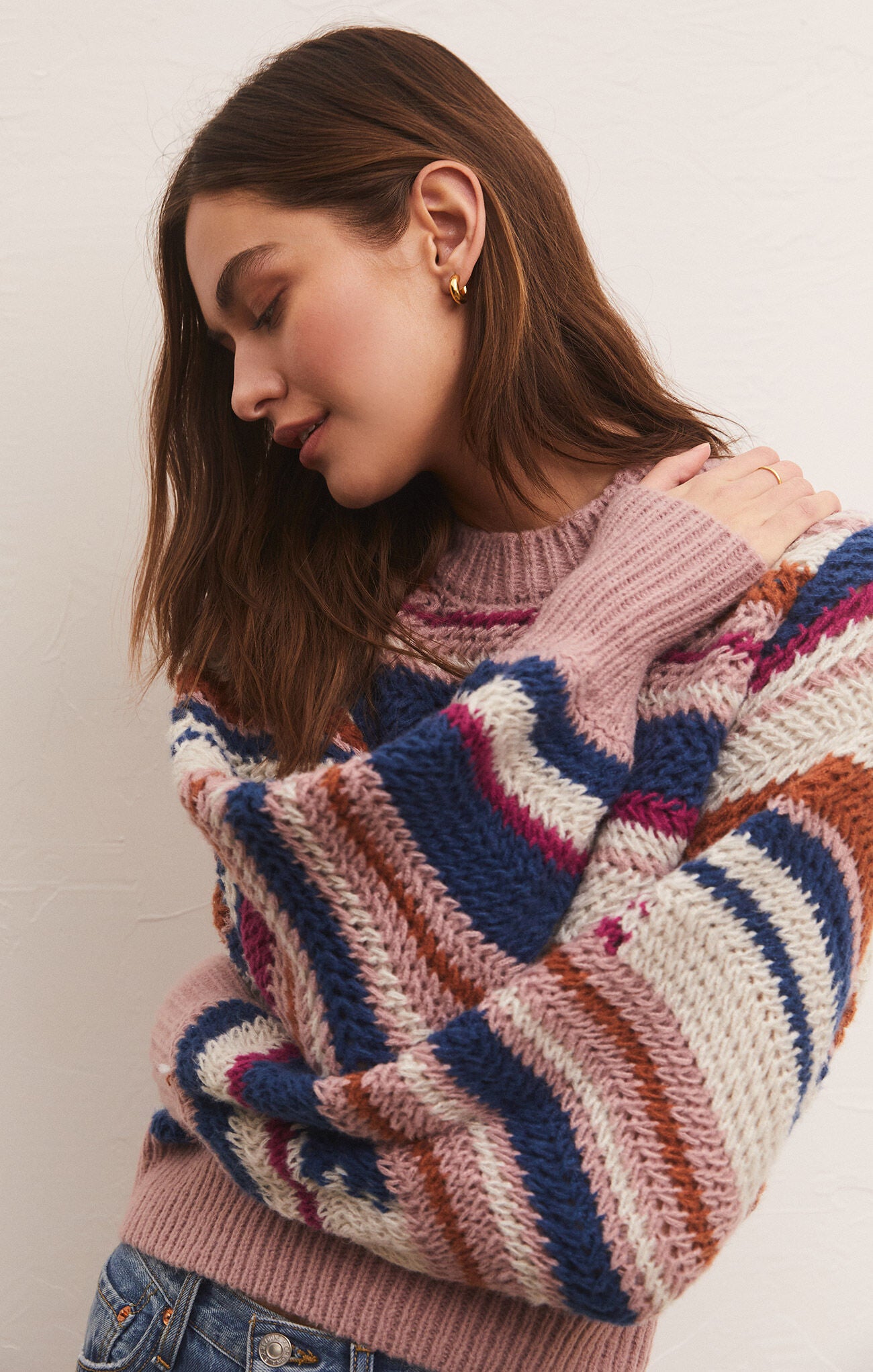 The Asheville Stripe Sweater-Magenta