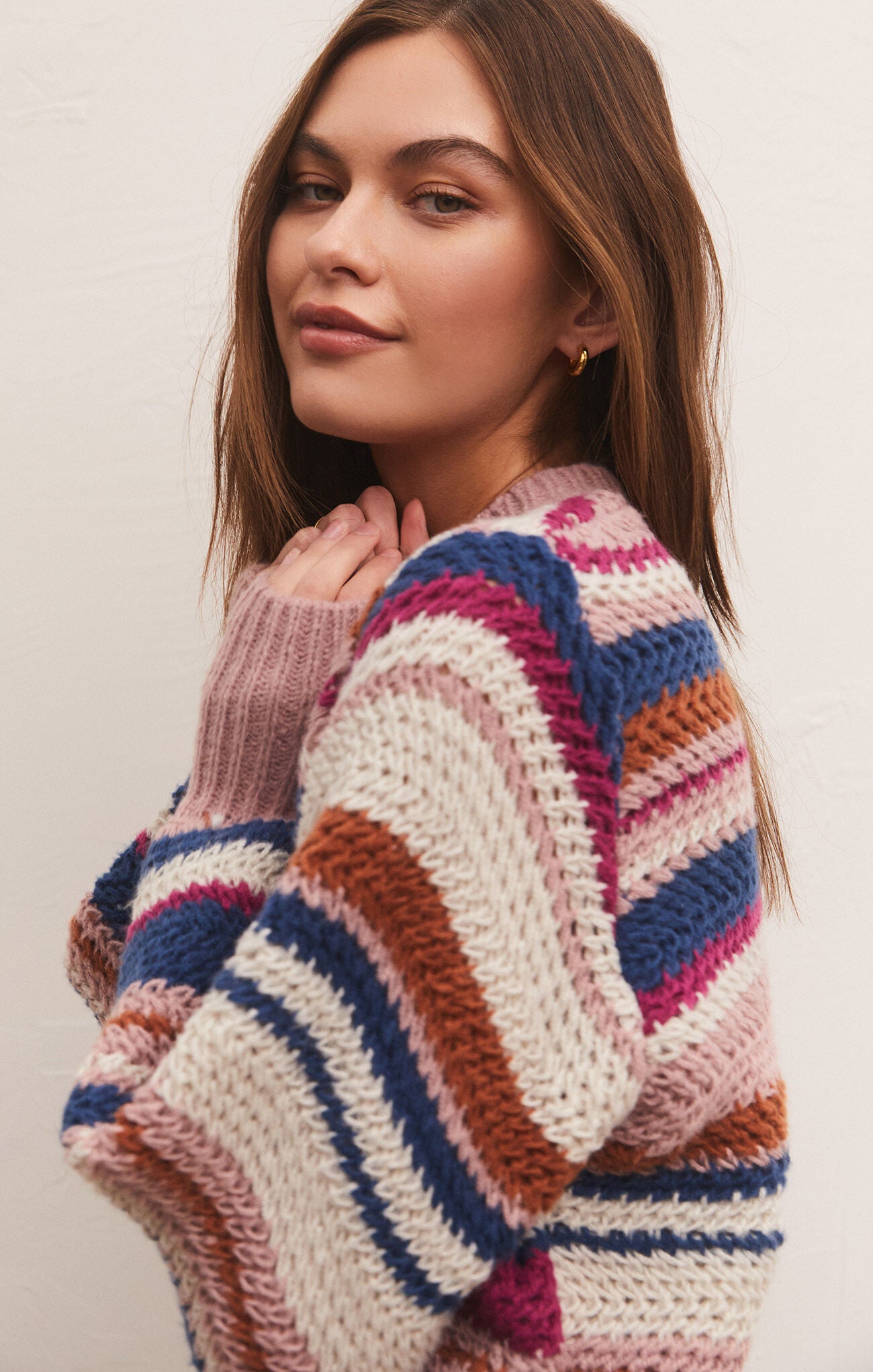 The Asheville Stripe Sweater-Magenta
