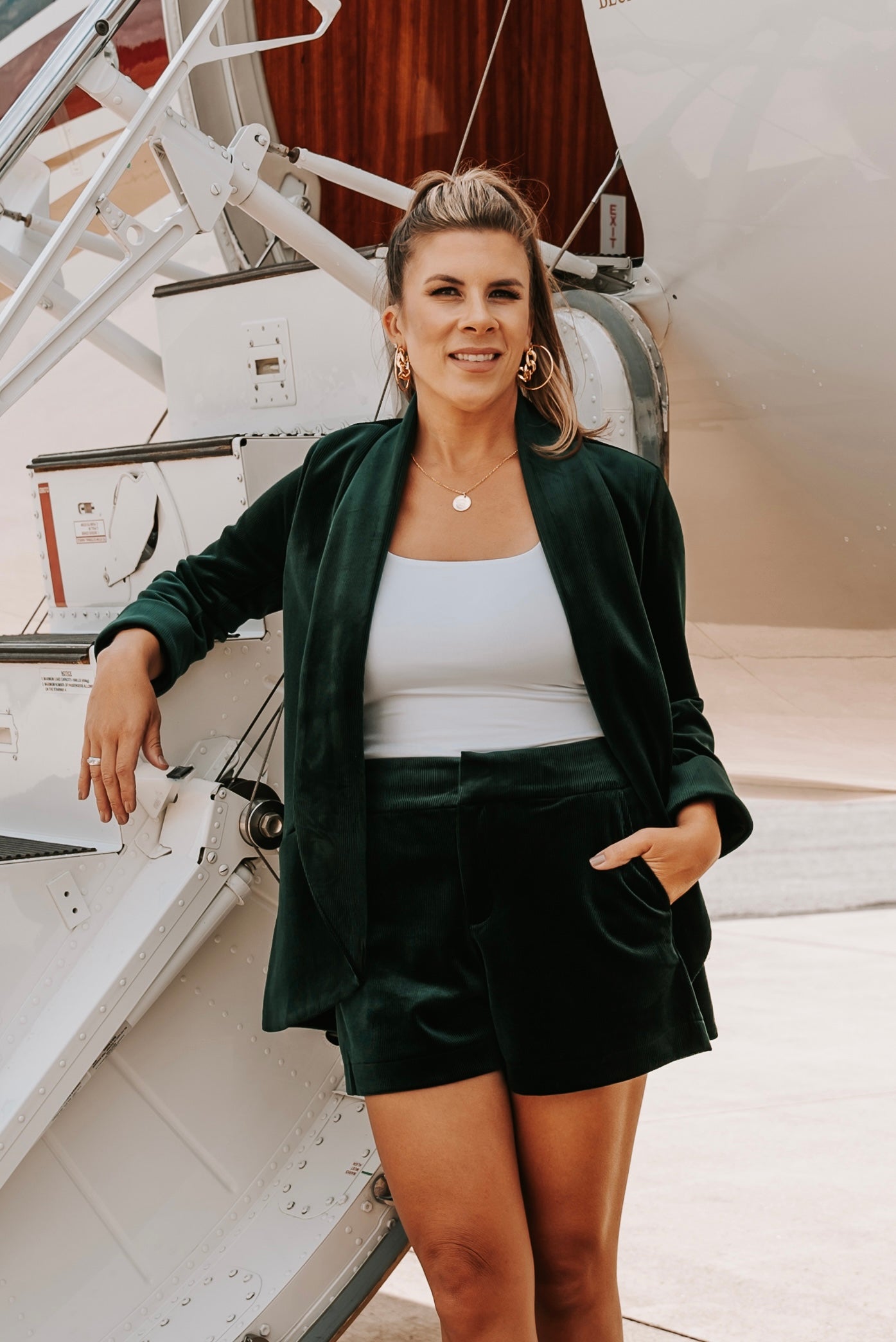 The Emerald Luxe Cord Boyfriend Blazer - Final Sale