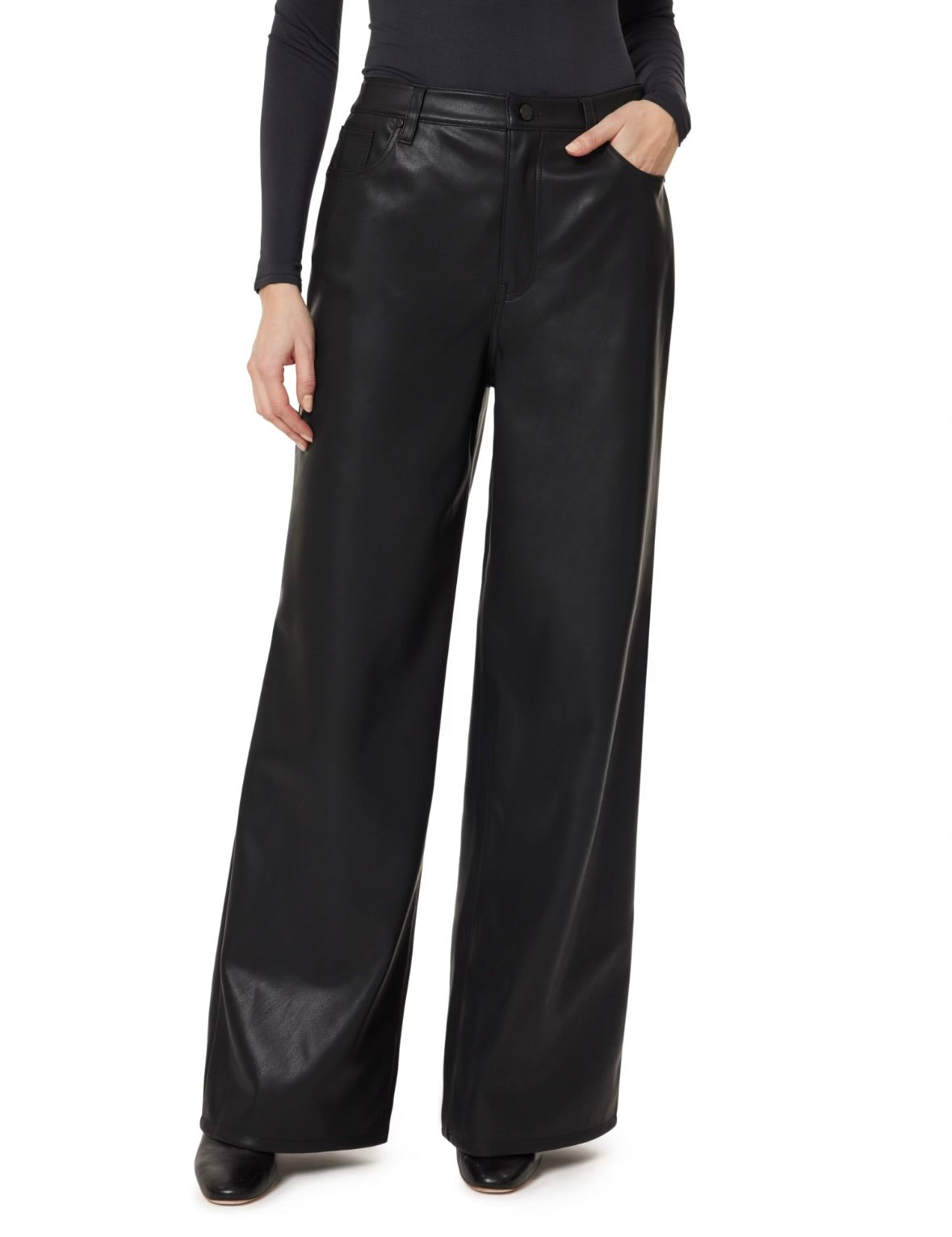 Romy Faux Leather Slouch Wide-Leg Pant