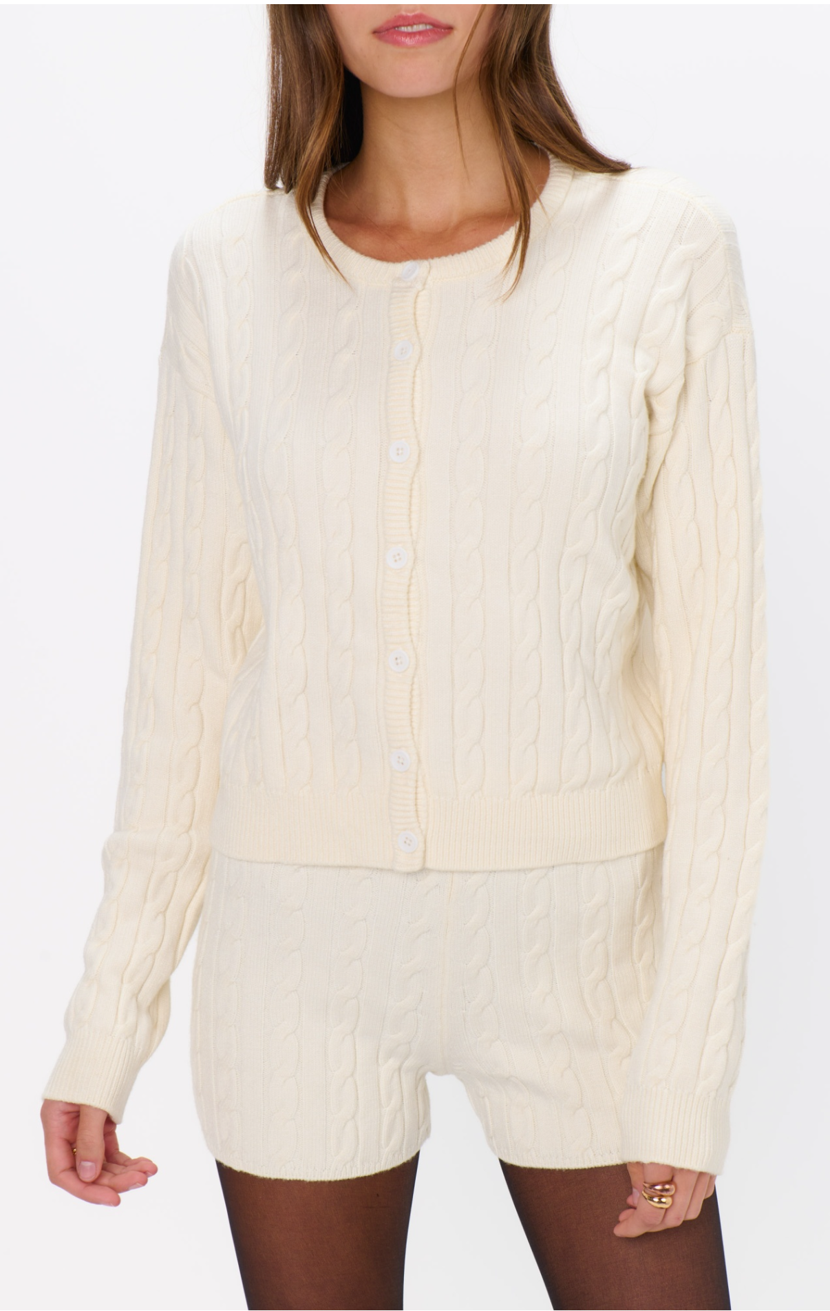 Throw on Cardigan Snow Cable Knit