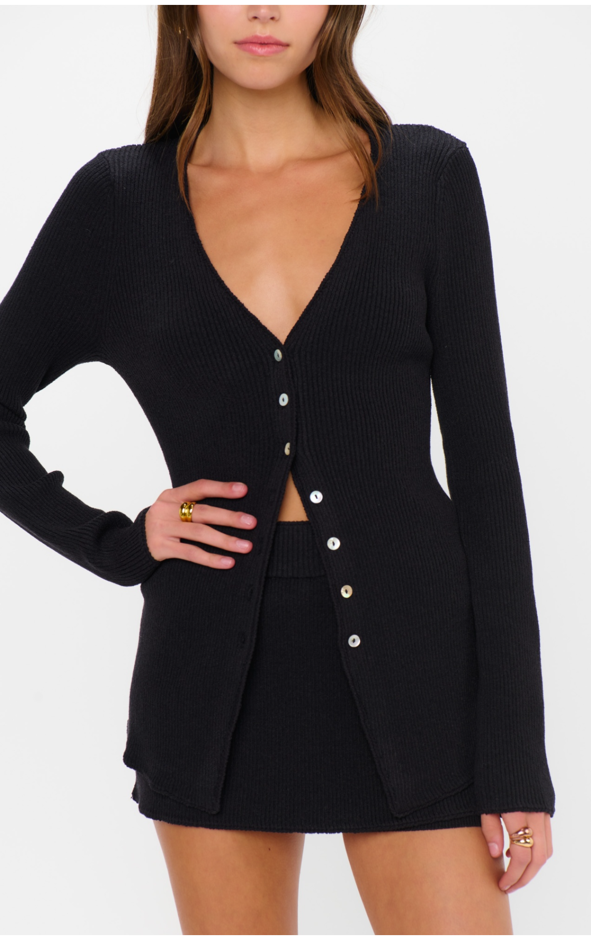 Josie Top Black Rib Knit