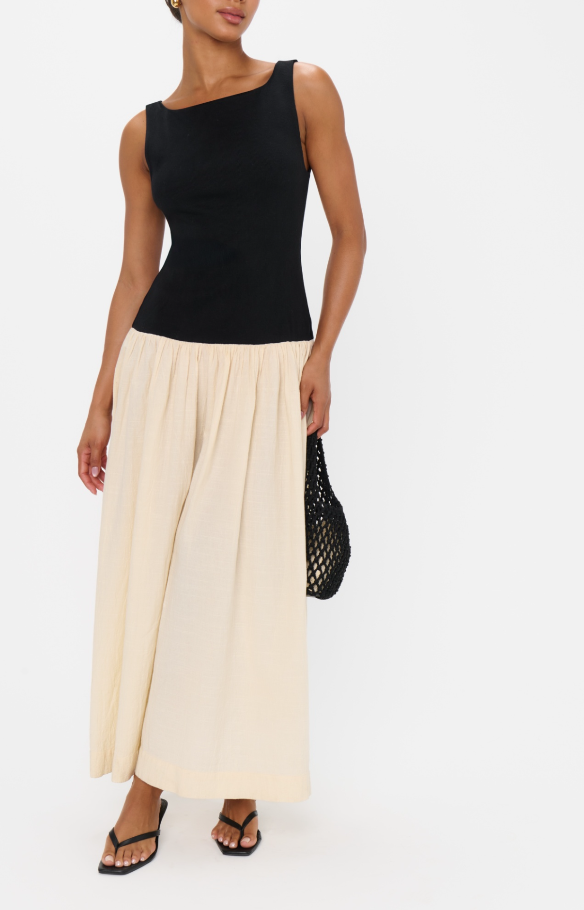 Luisa Maxi Dress Black and Cream