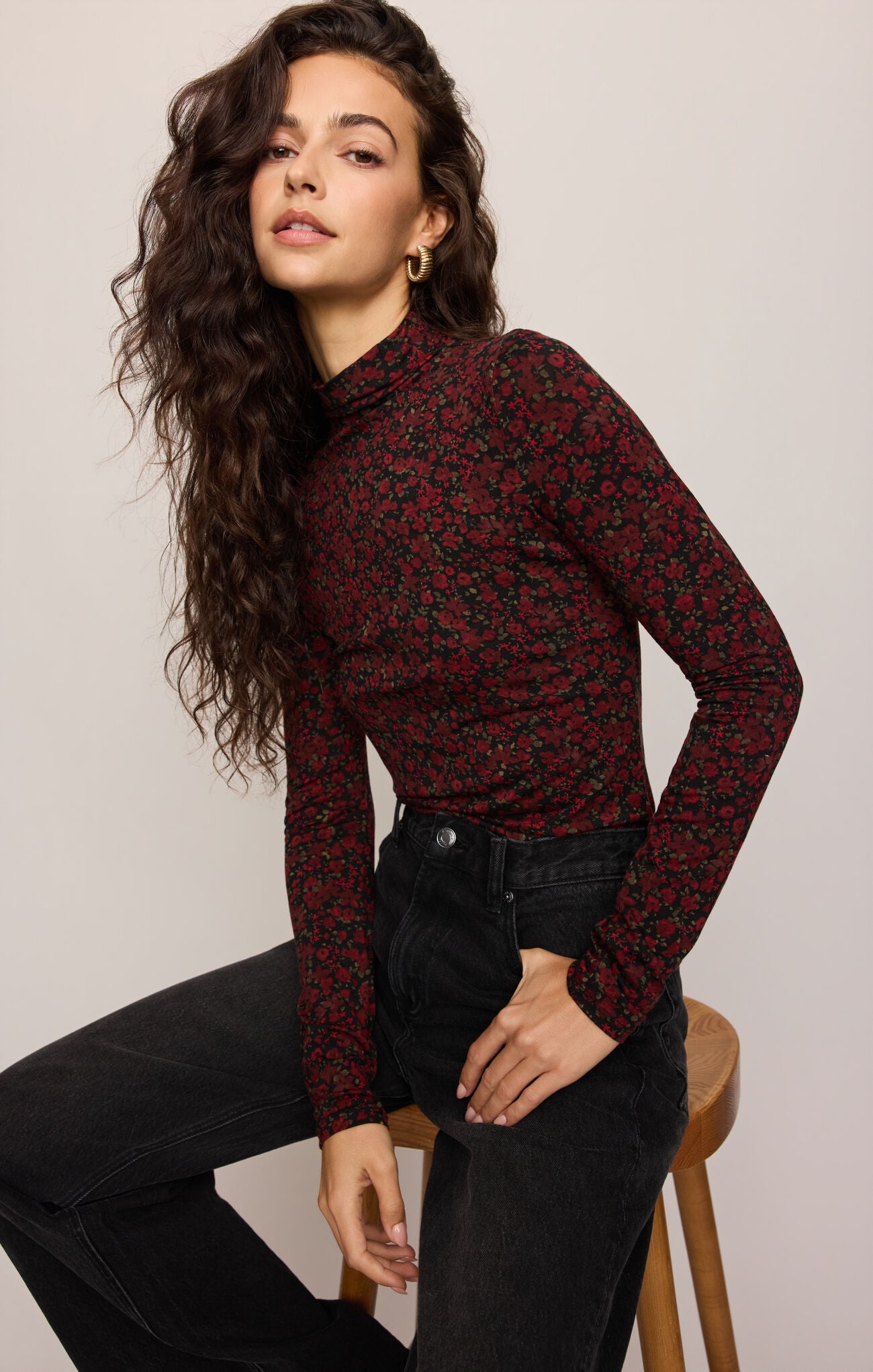Lira Dani Ditsy Top Red Dahlia