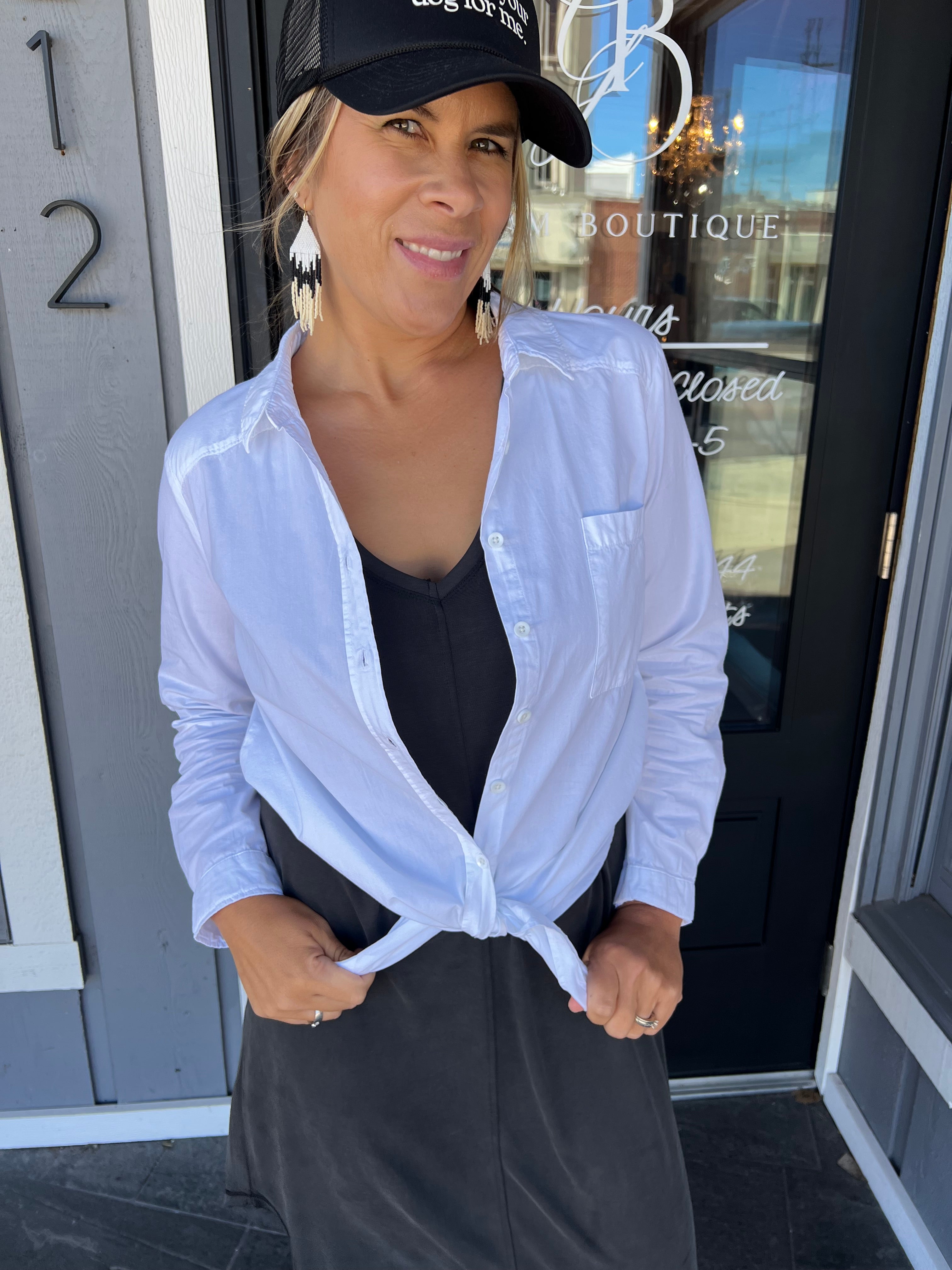 FINAL SALE White Button Down Collared Shirt