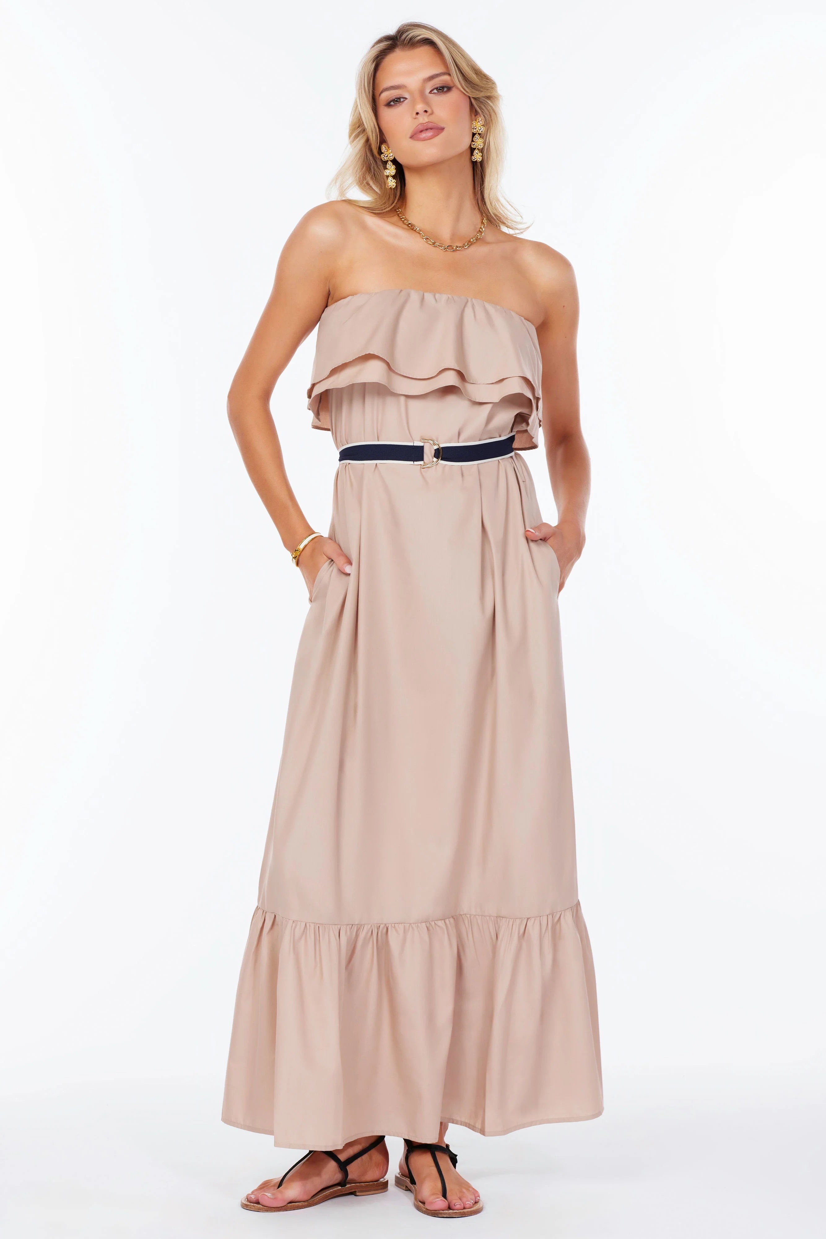 Como Strapless Tan Dress