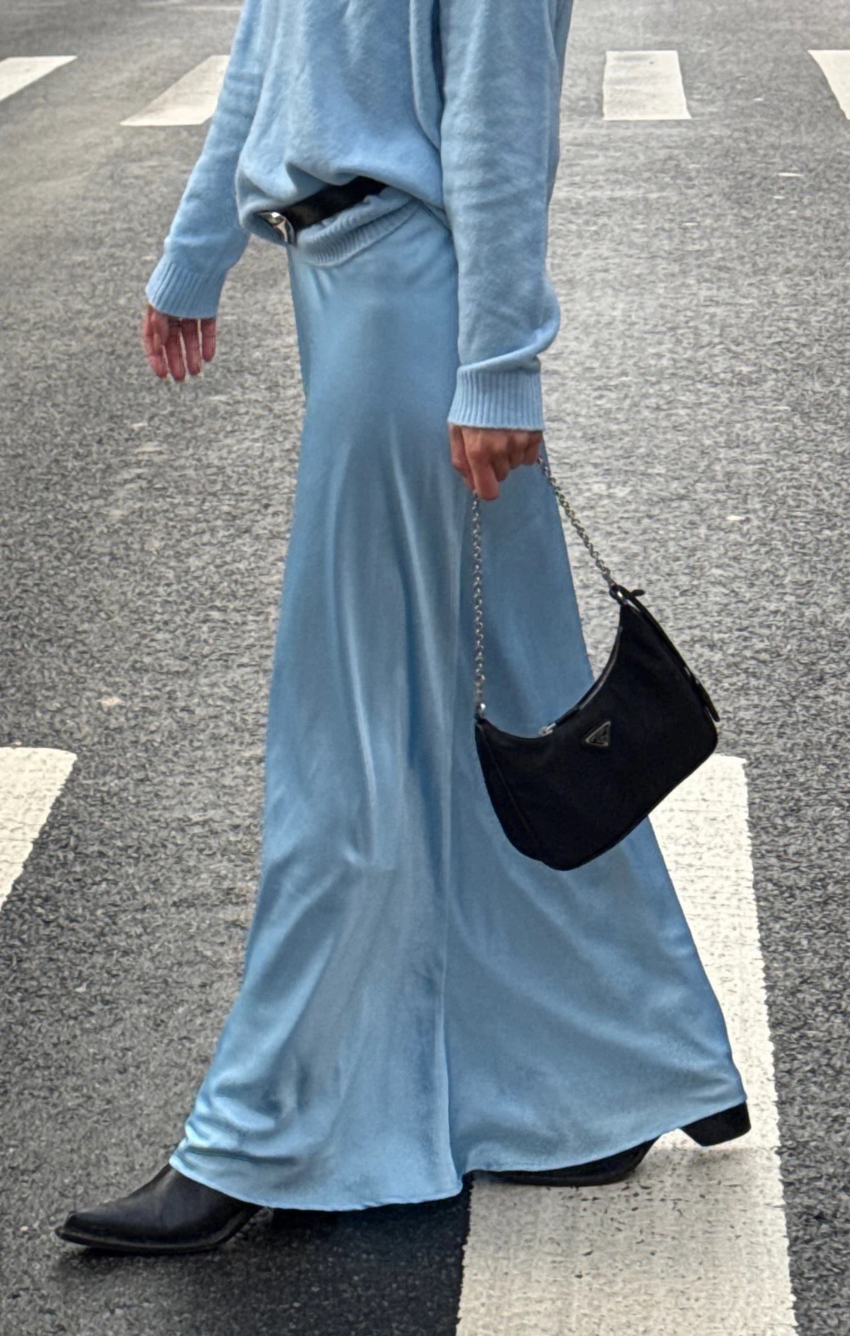 Maxi Slip Skirt Baby Blue Luxe Satin