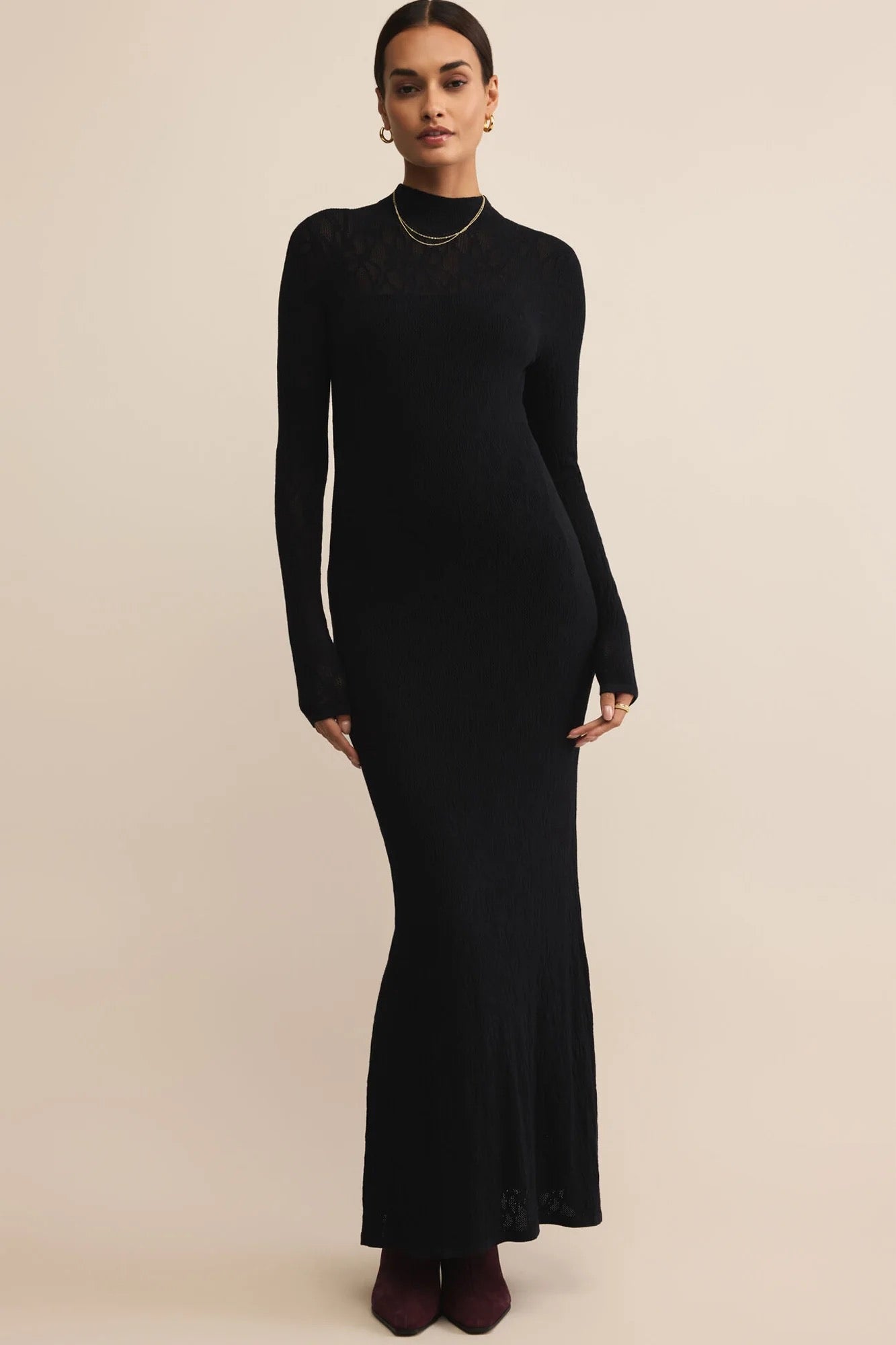 Aden Mesh Sweater Maxi Dress Black