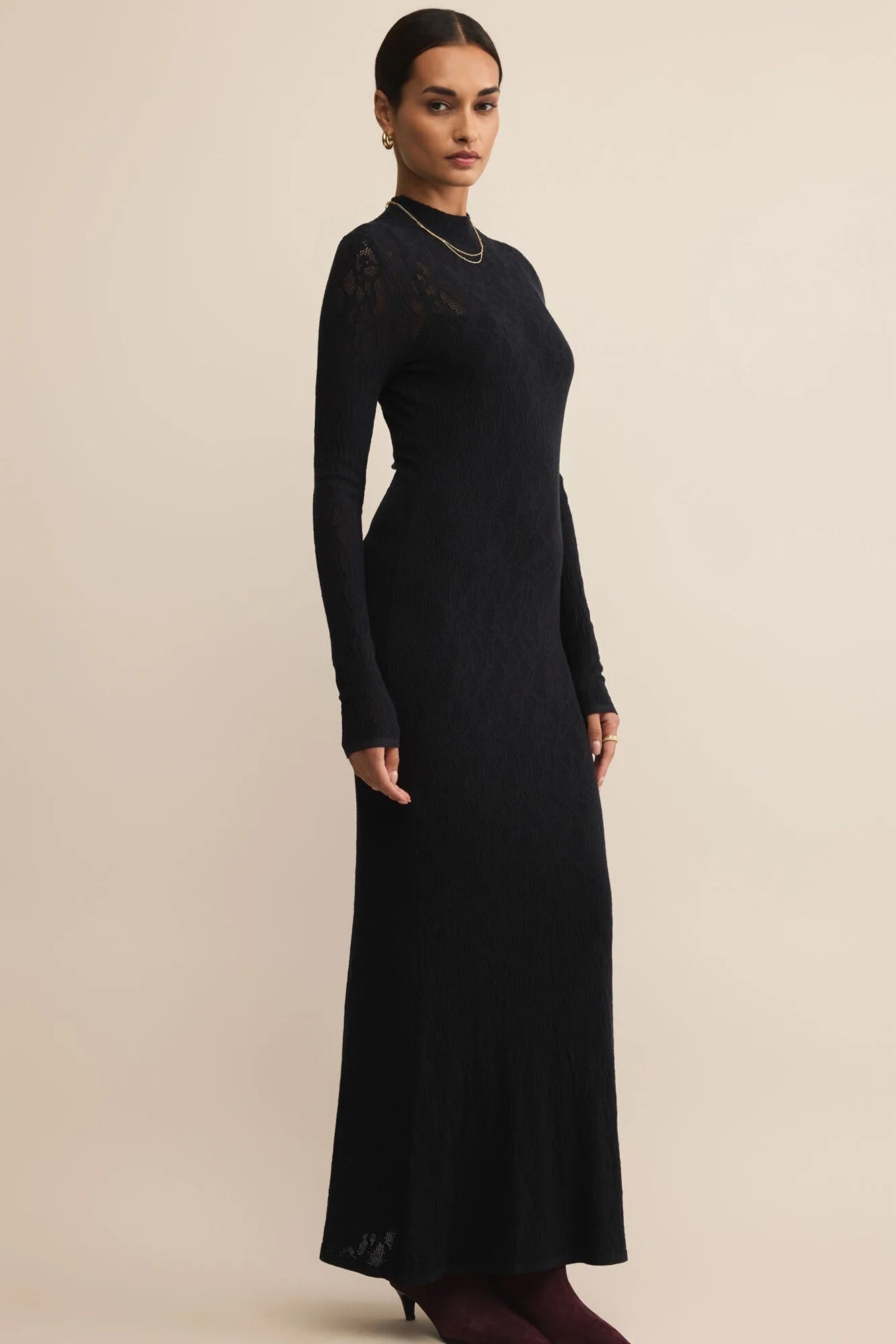 Aden Mesh Sweater Maxi Dress Black