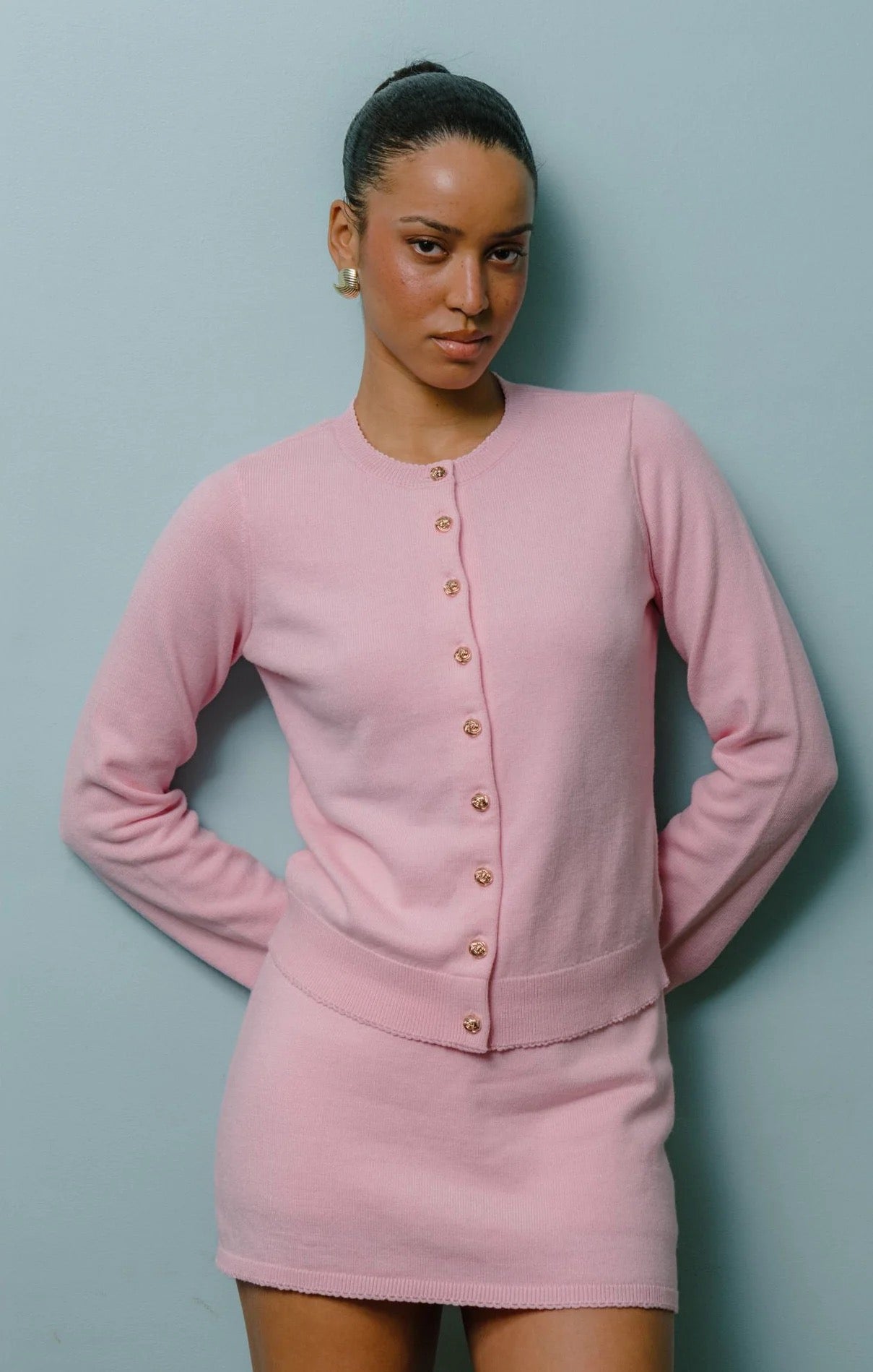 Cafe Cardigan Pink Knit