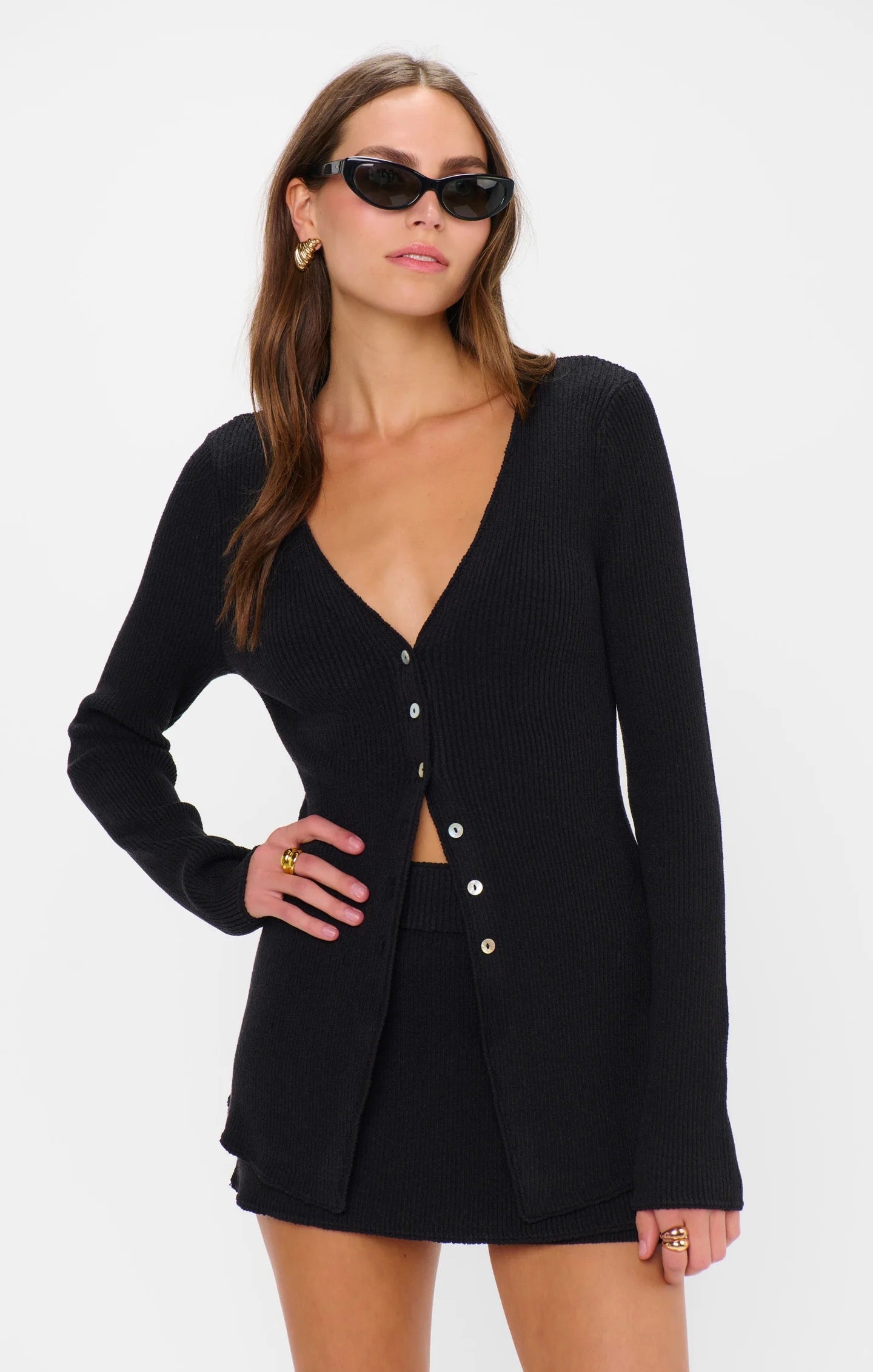 Josie Top Black Rib Knit